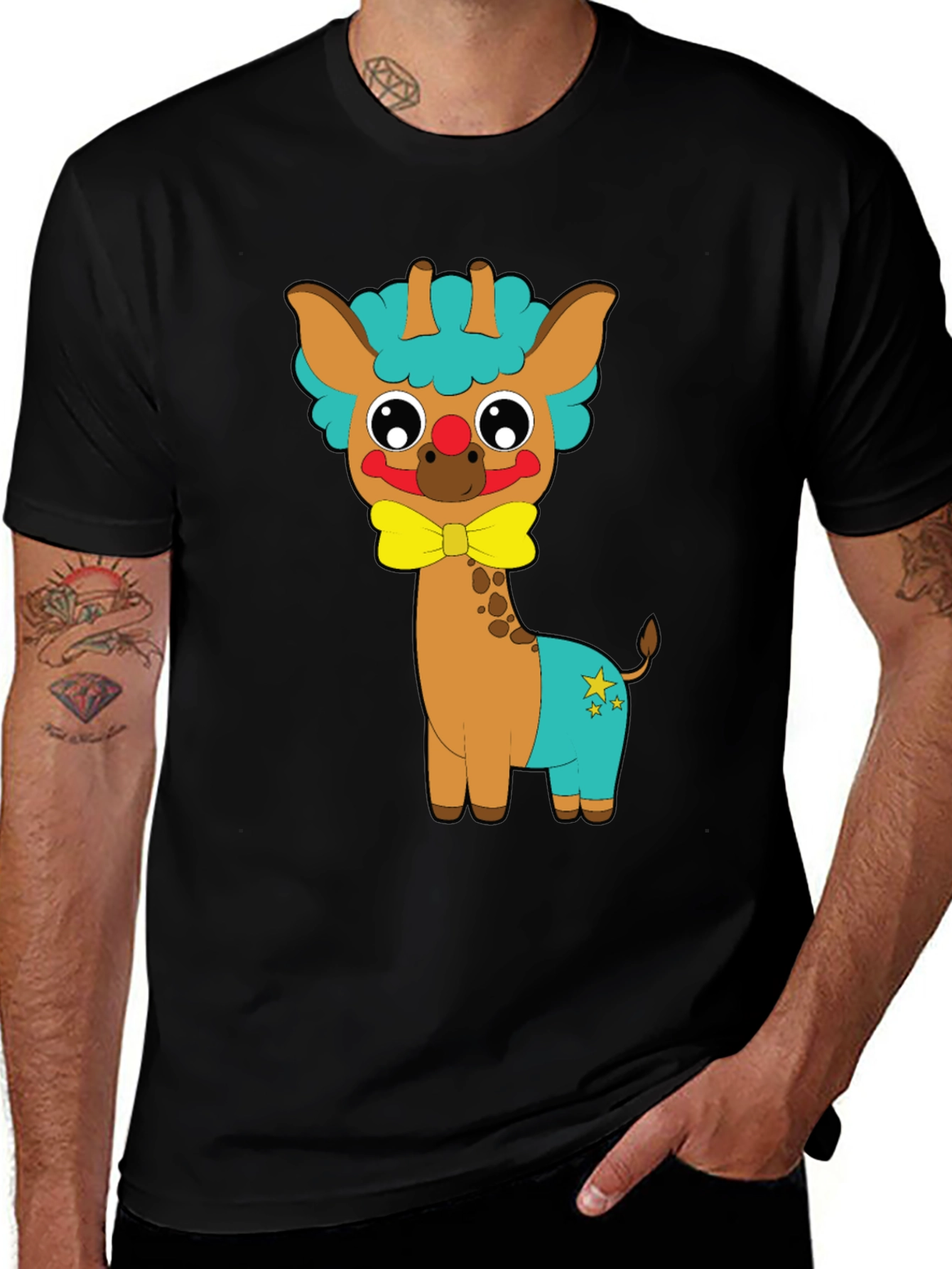 Cute Giraffe Clown Graphic Tee