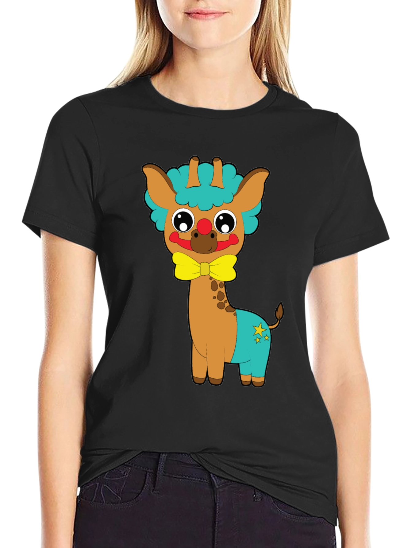 Cute Giraffe Clown Graphic Tee