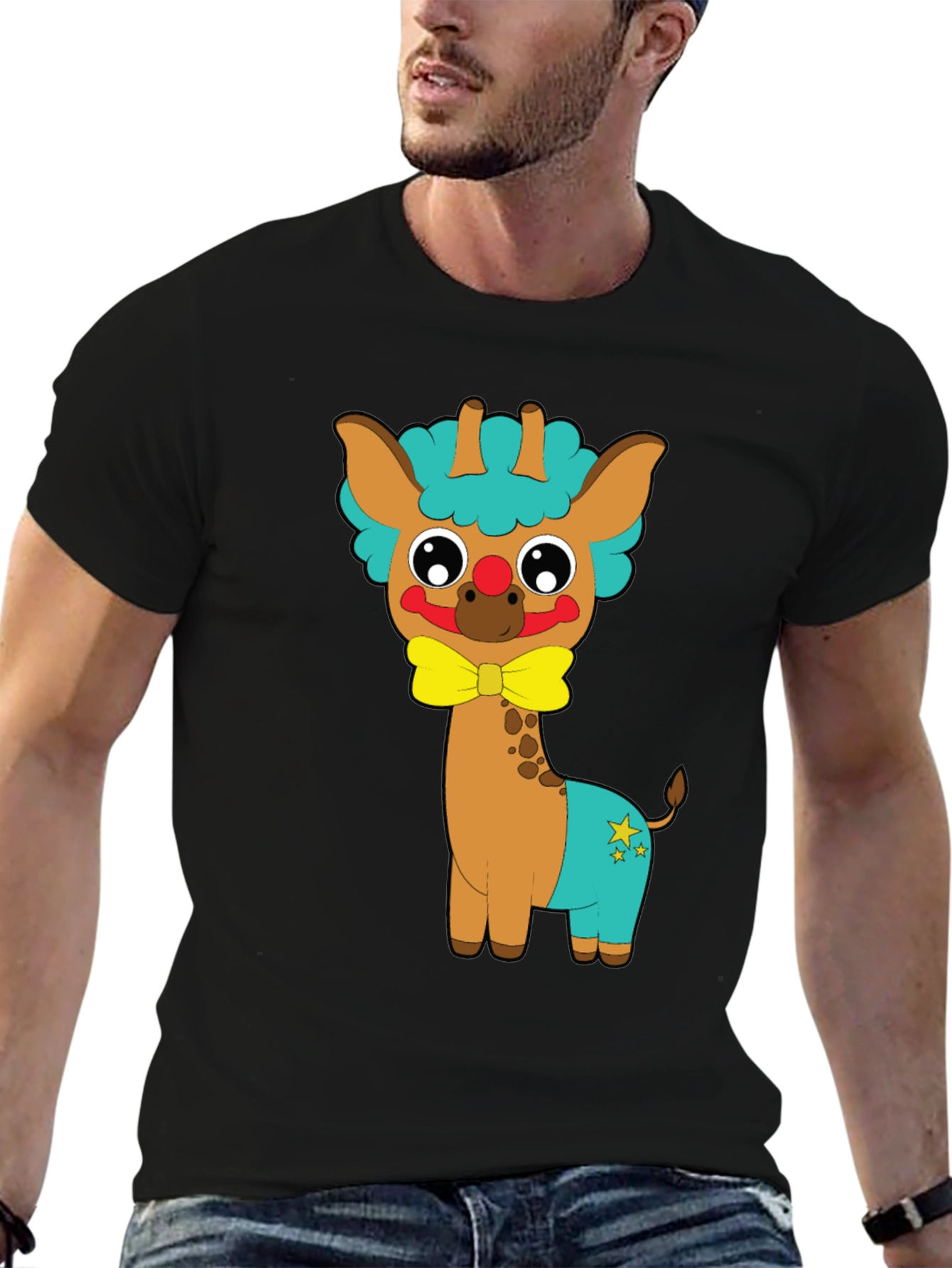Cute Giraffe Clown Graphic Tee