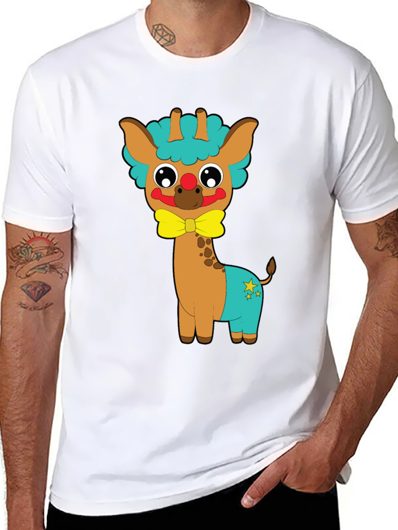 Cute Giraffe Clown Graphic Tee