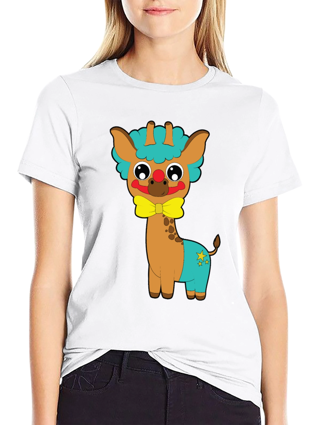 Cute Giraffe Clown Graphic Tee