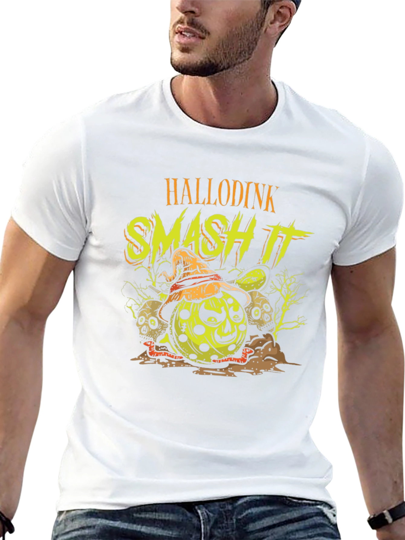 Hallodink Smash It T-Shirt Halloween Pumpkin Graphic Tee