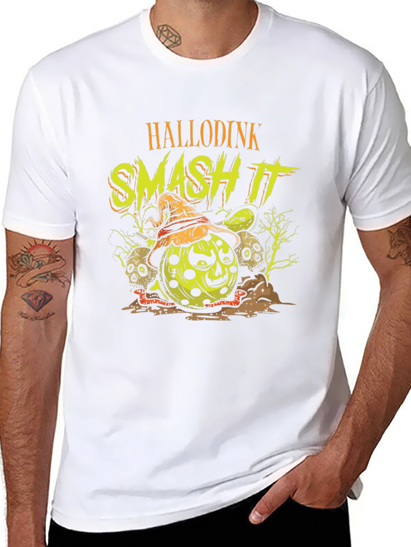 Hallodink Smash It T-Shirt Halloween Pumpkin Graphic Tee
