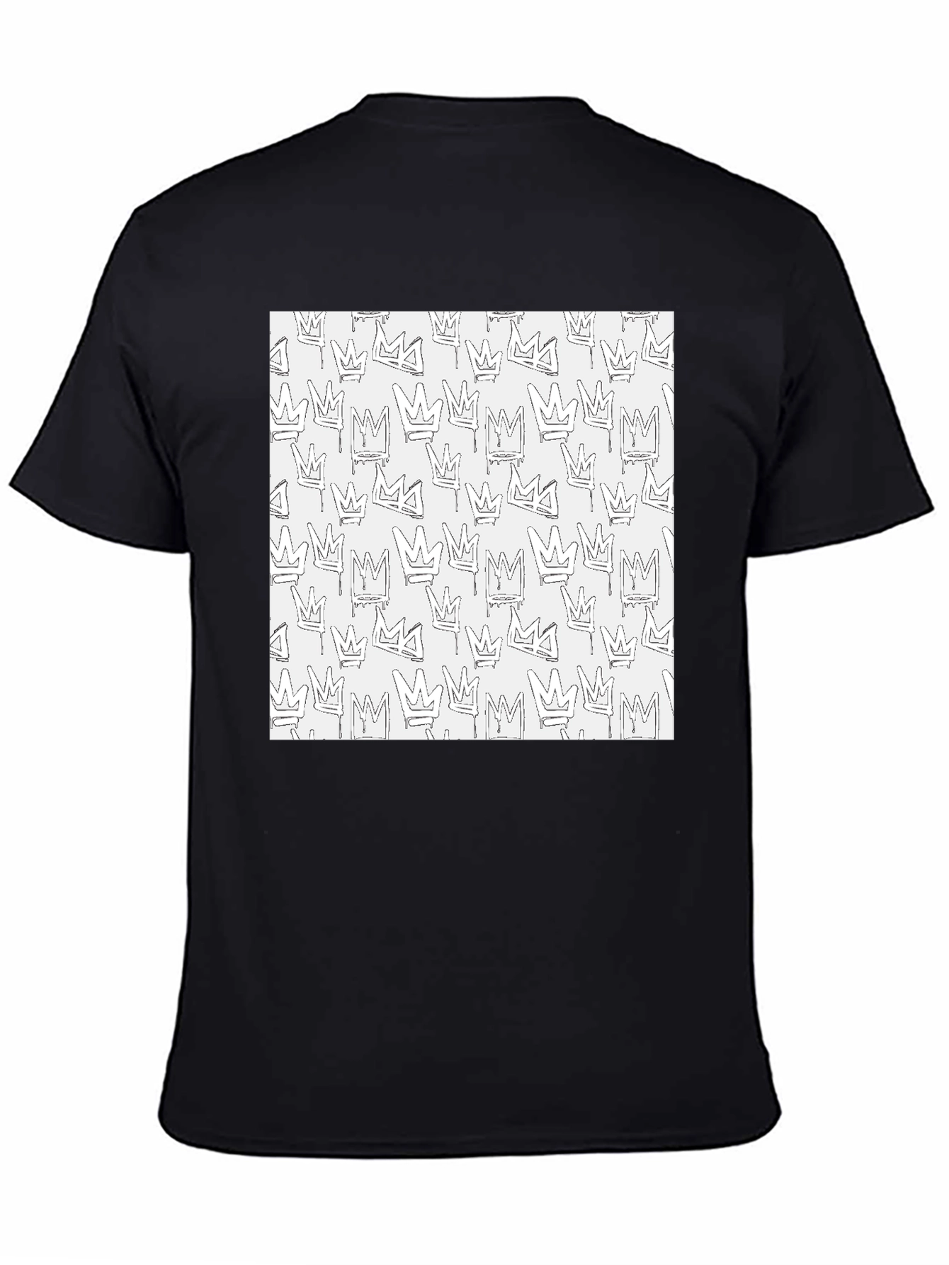 Crown Print Black Crew Neck T-Shirt