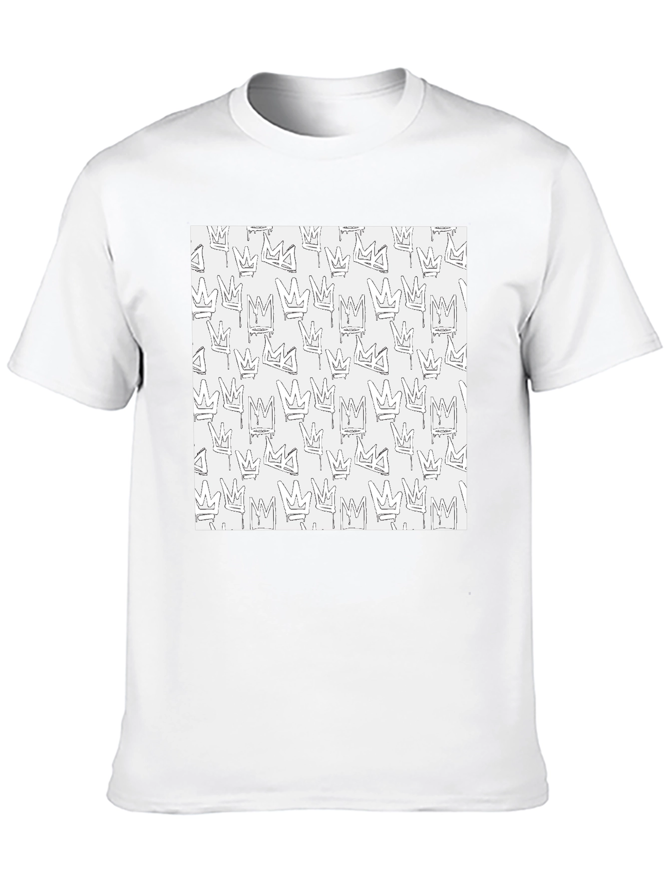 Crown Print Black Crew Neck T-Shirt