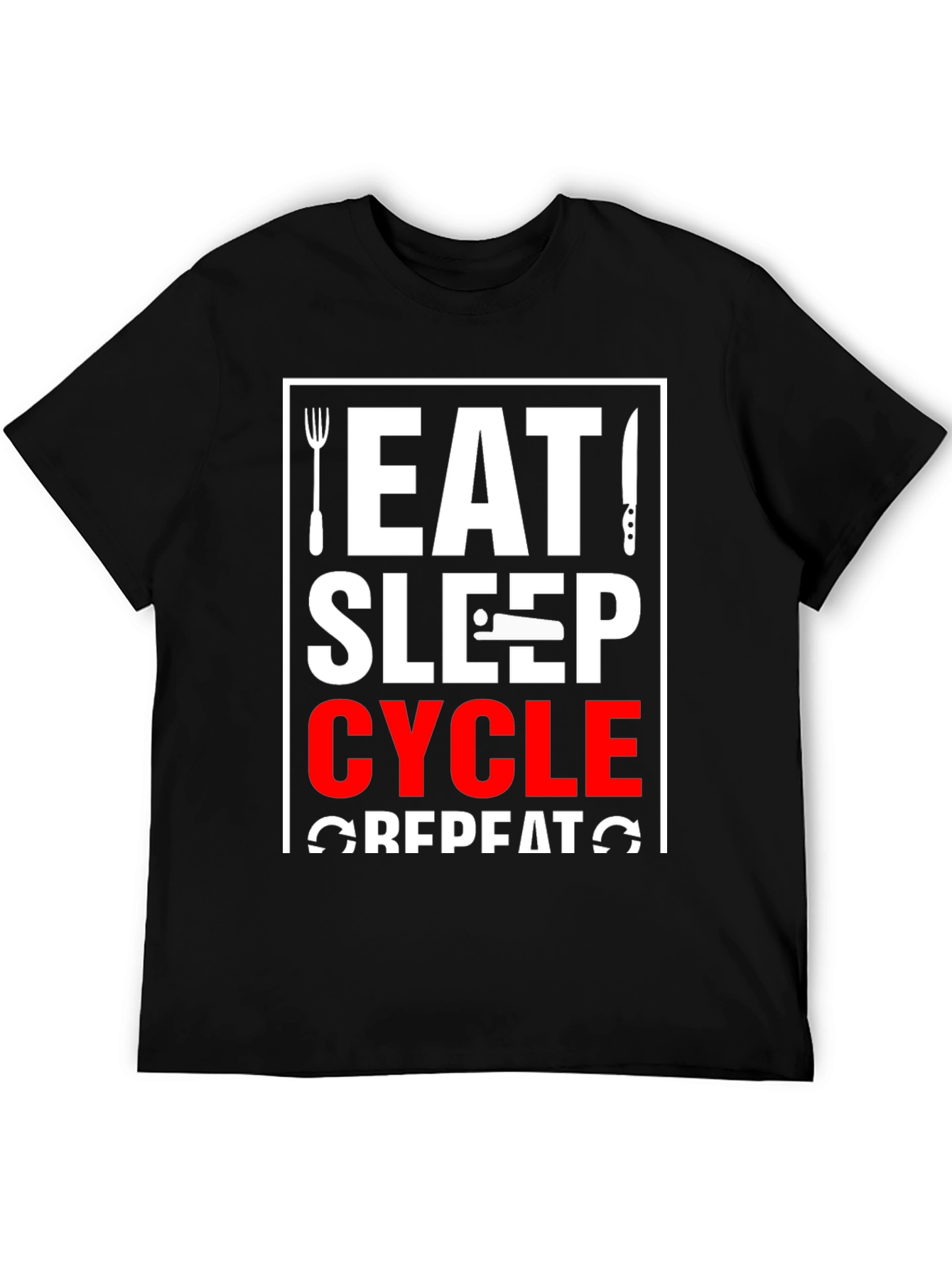 Eat Sleep Cycle Repeat T-Shirt - Black