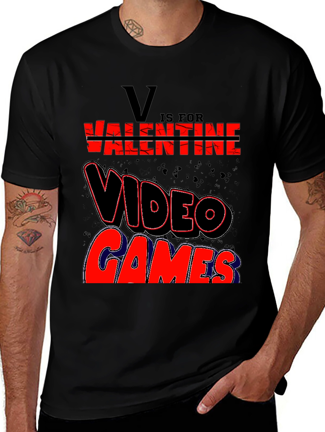 Valentine Video Game T-Shirt - Black