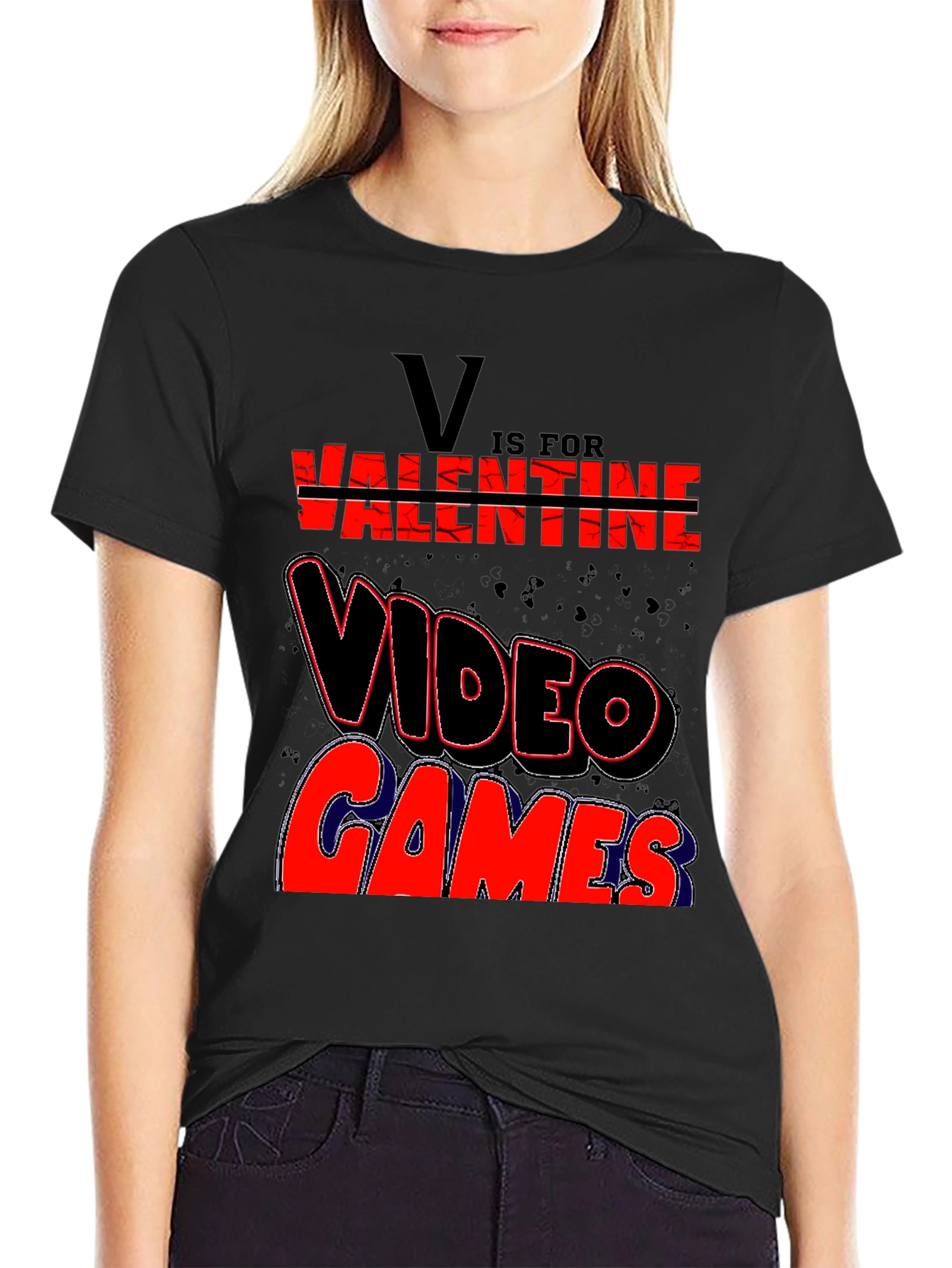Valentine Video Game T-Shirt - Black
