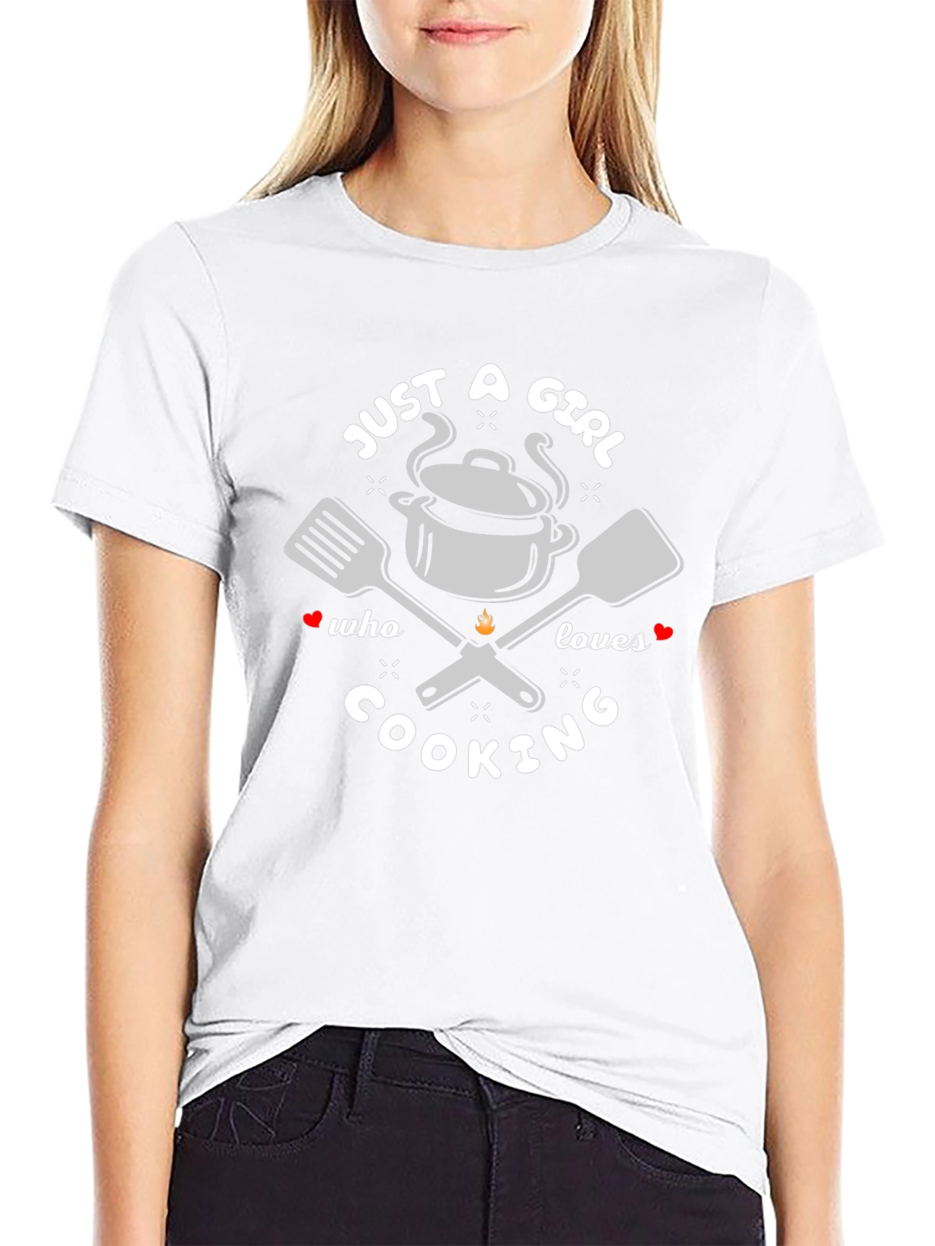 Just A Girl Who Loves Cooking Black T-Shirt