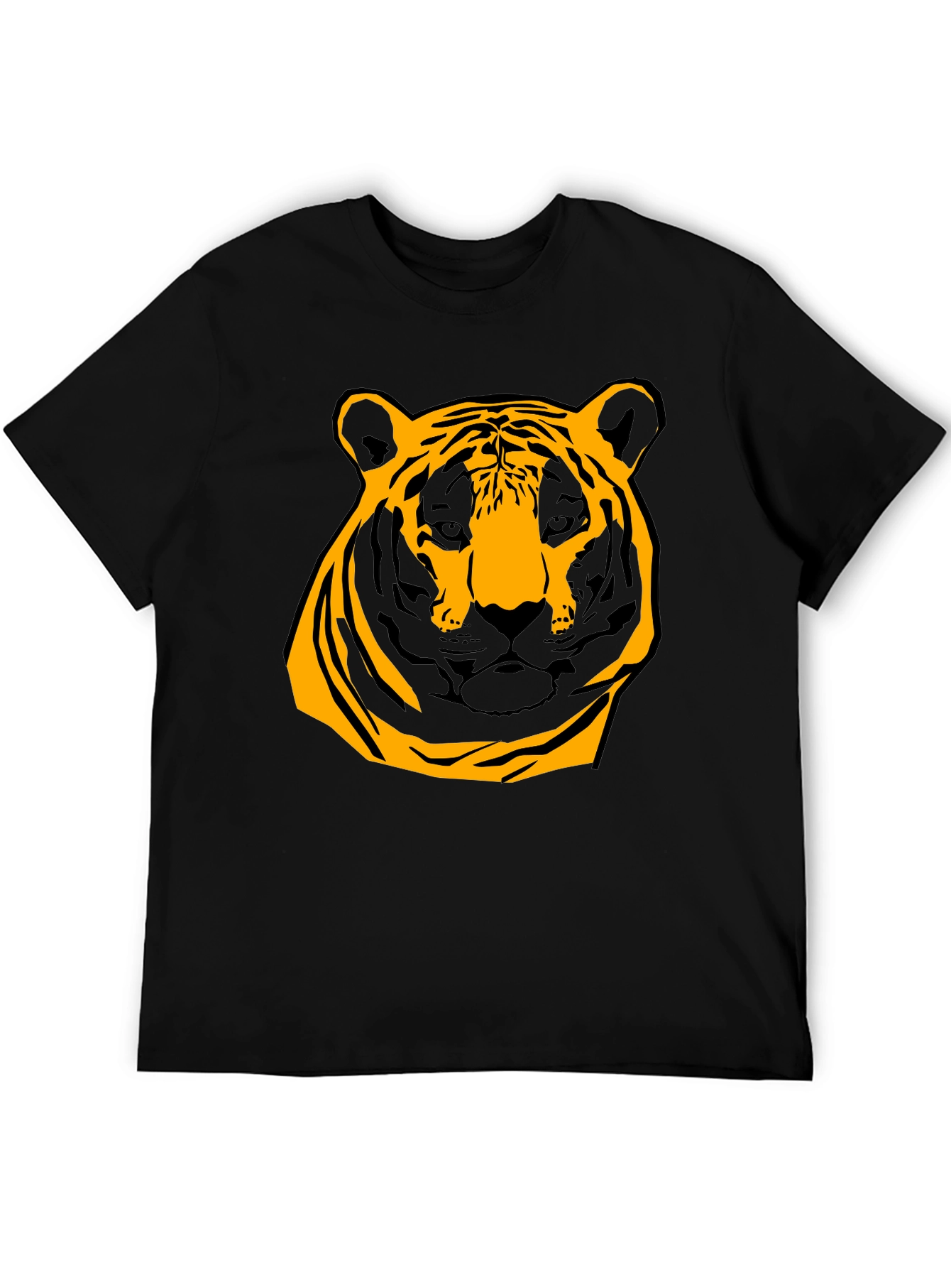 Bold Tiger Graphic Tee - Black Cotton Shirt