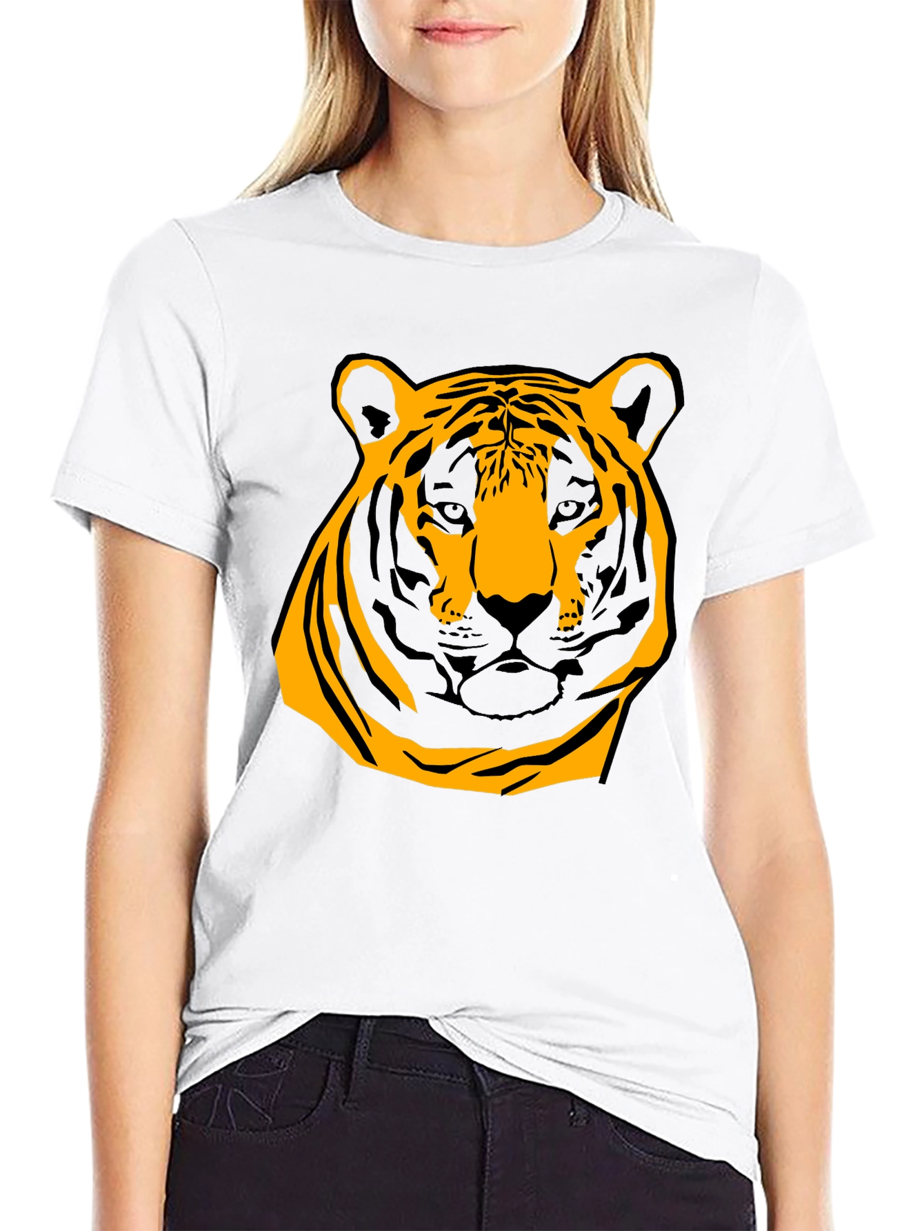 Bold Tiger Graphic Tee - Black Cotton Shirt