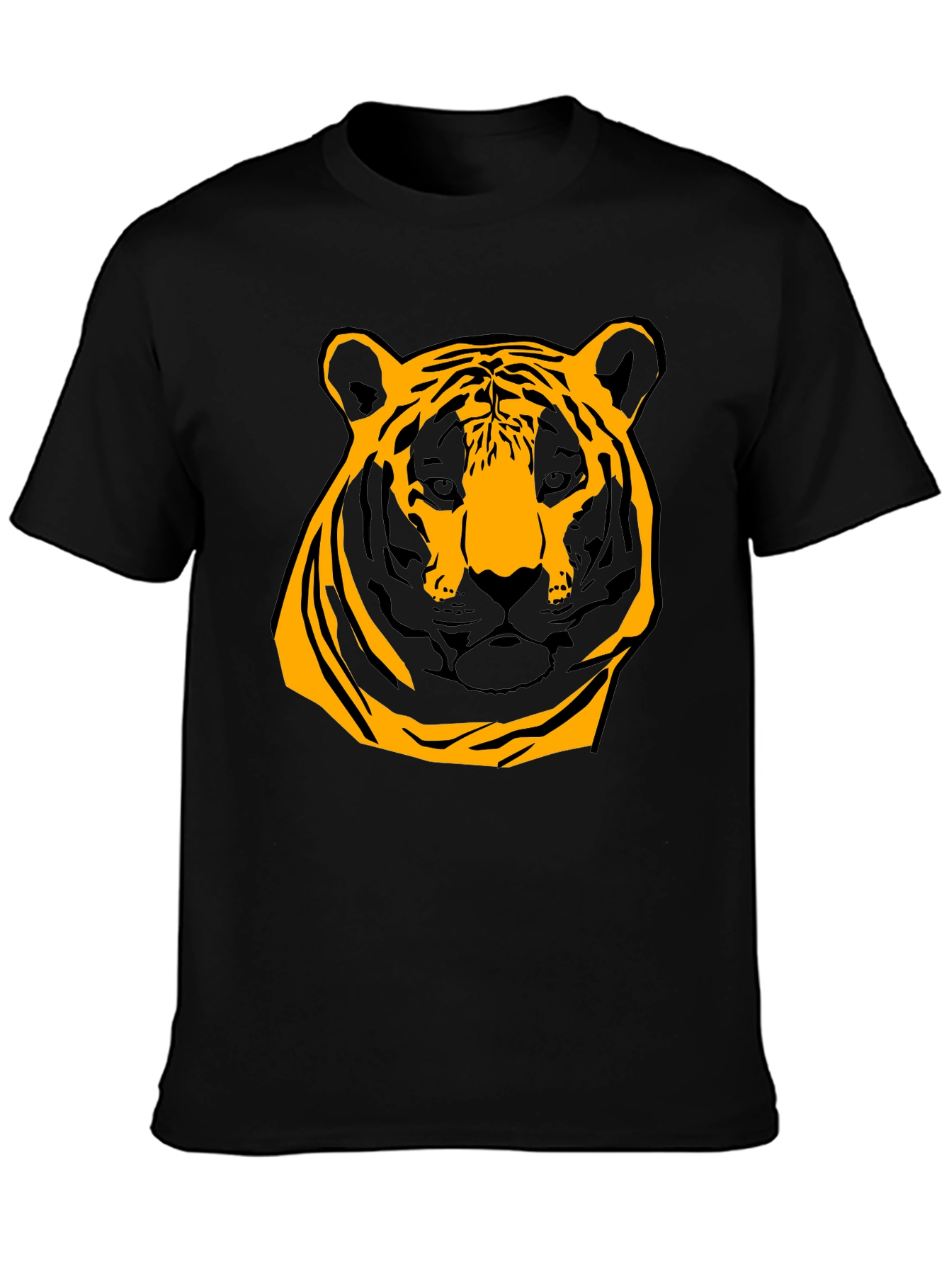 Bold Tiger Graphic Tee - Black Cotton Shirt