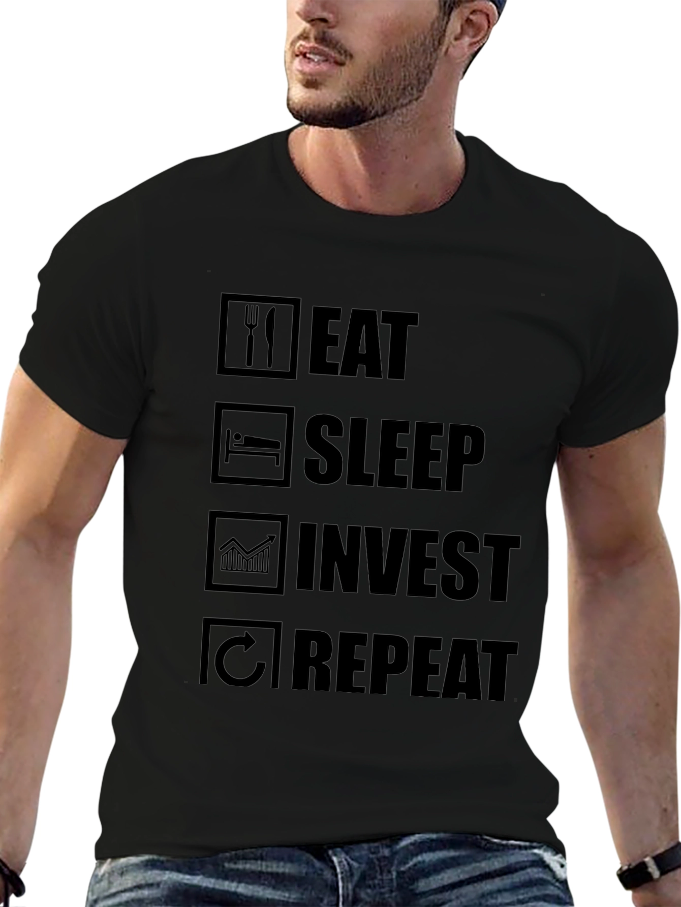 Eat Sleep Invest Repeat Graphic T-Shirt