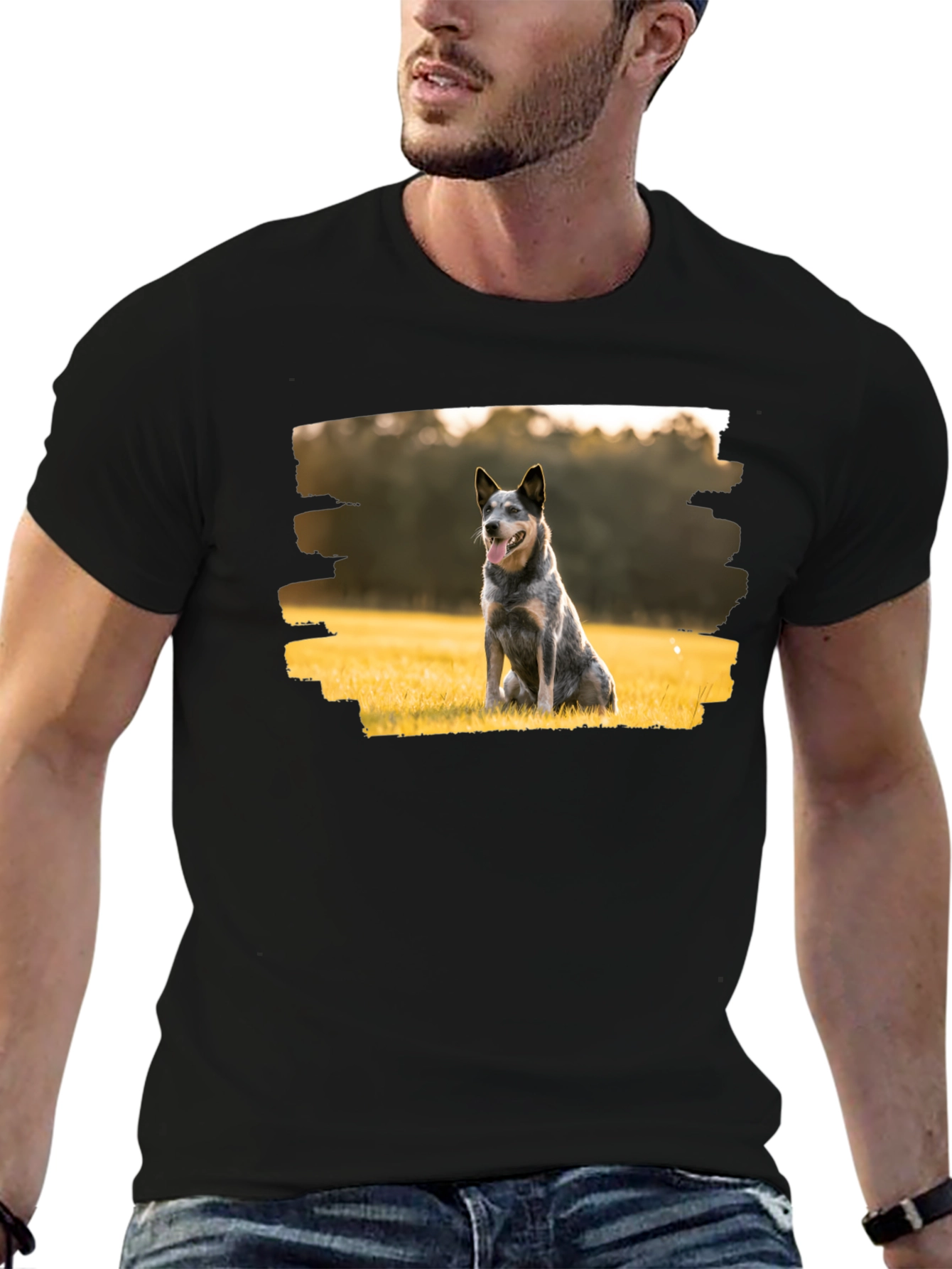 Dog Graphic Tee - Black Cotton T-Shirt