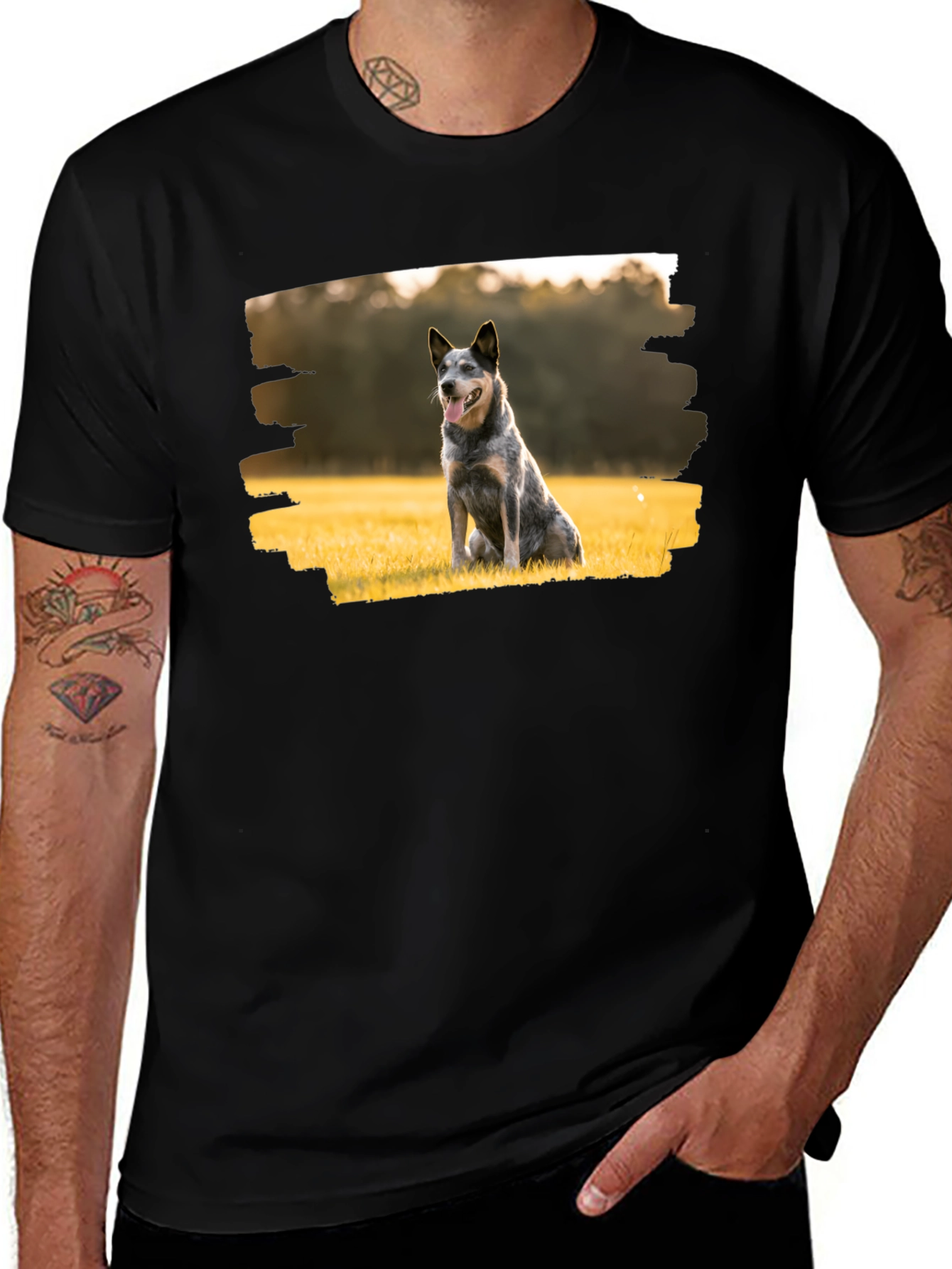 Dog Graphic Tee - Black Cotton T-Shirt