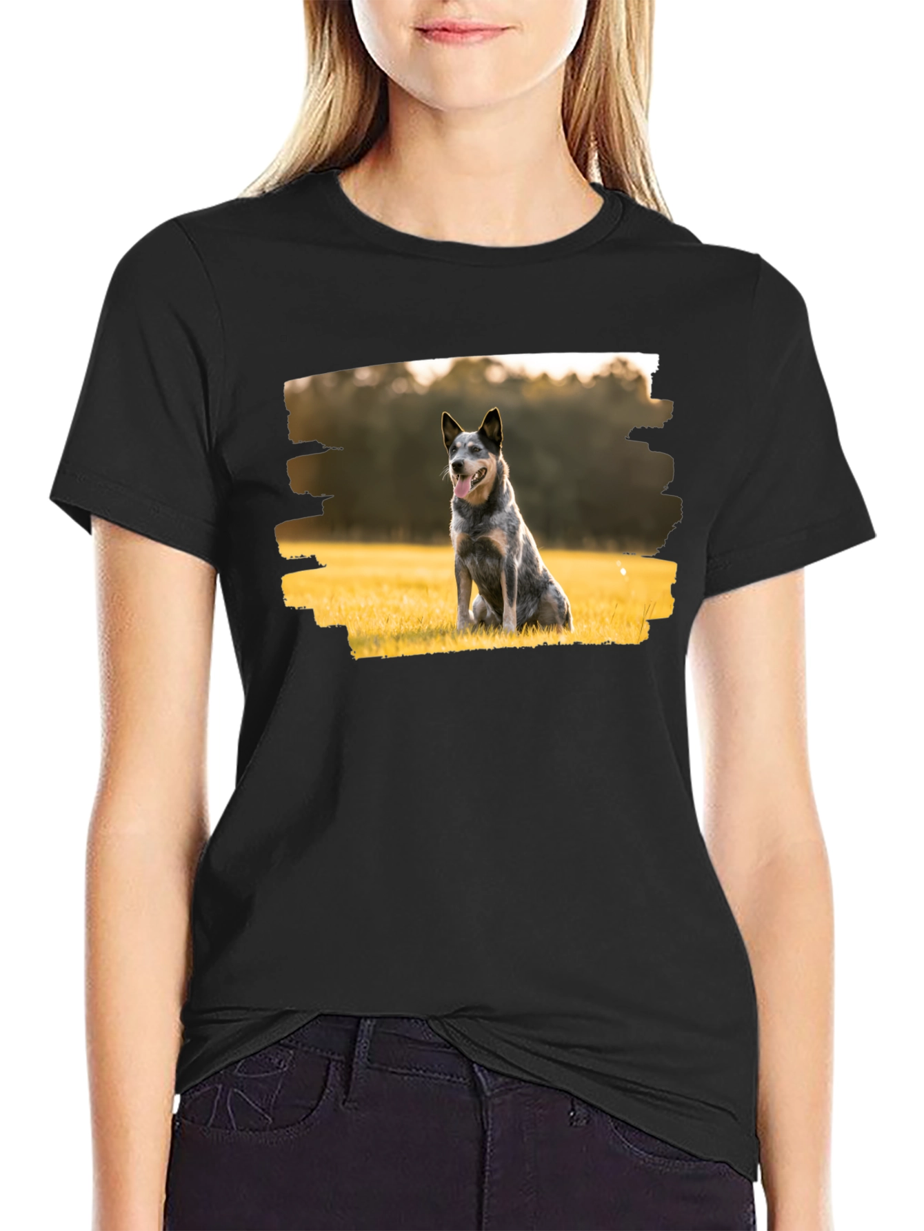 Dog Graphic Tee - Black Cotton T-Shirt