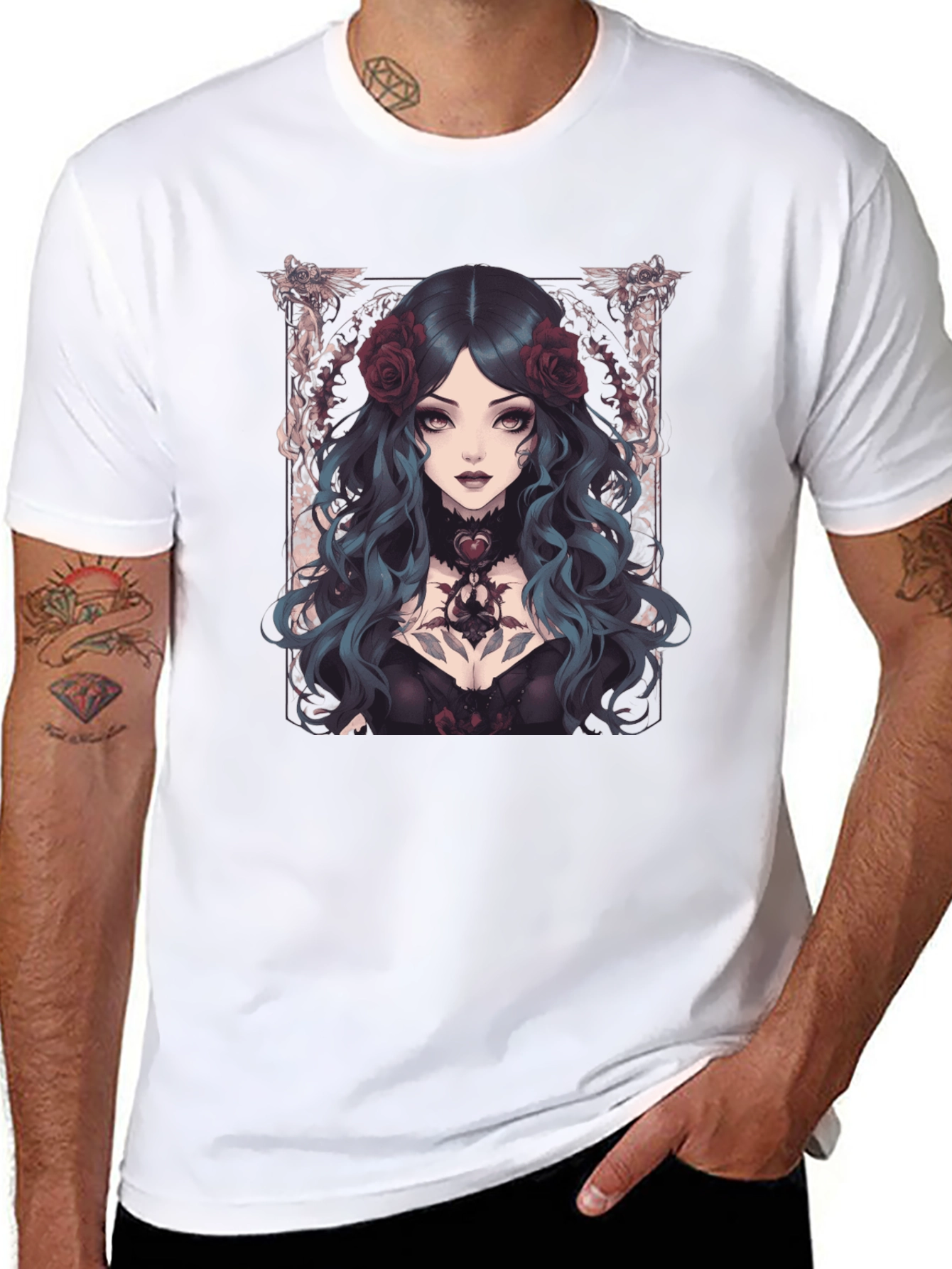 Gothic Rose Witch T-Shirt - Dark Academia Tee