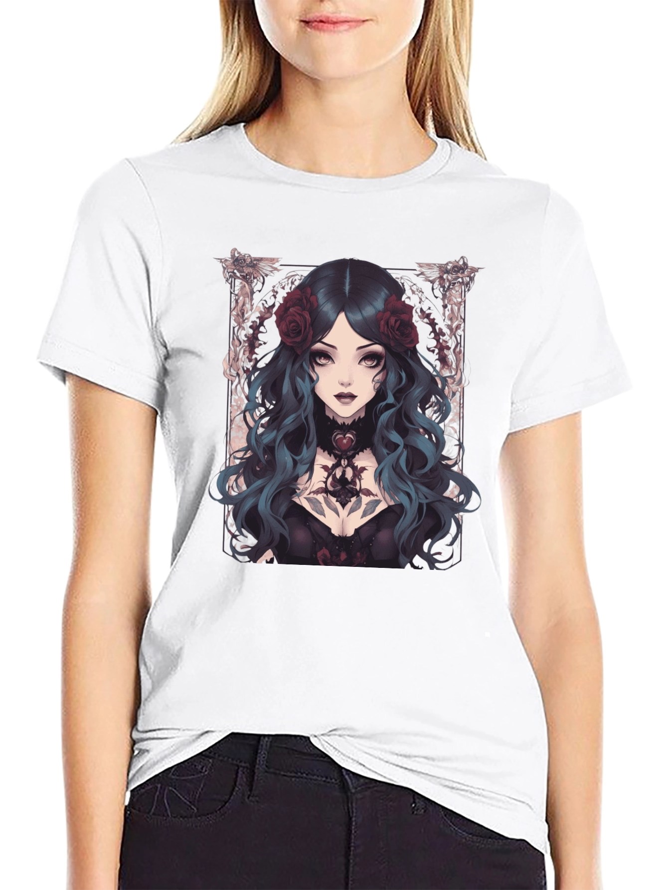 Gothic Rose Witch T-Shirt - Dark Academia Tee