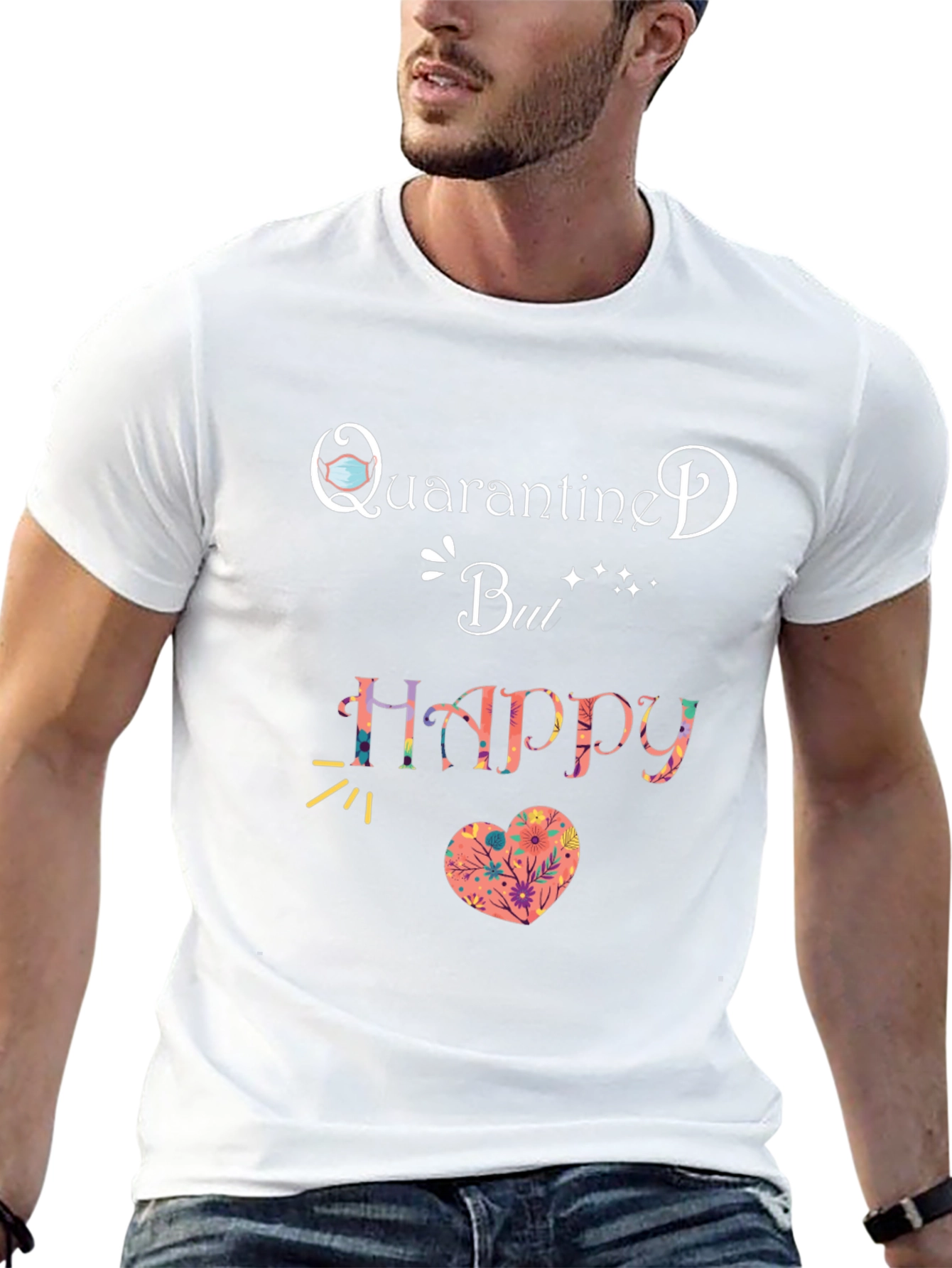 Quarantine But Happy T-Shirt Black