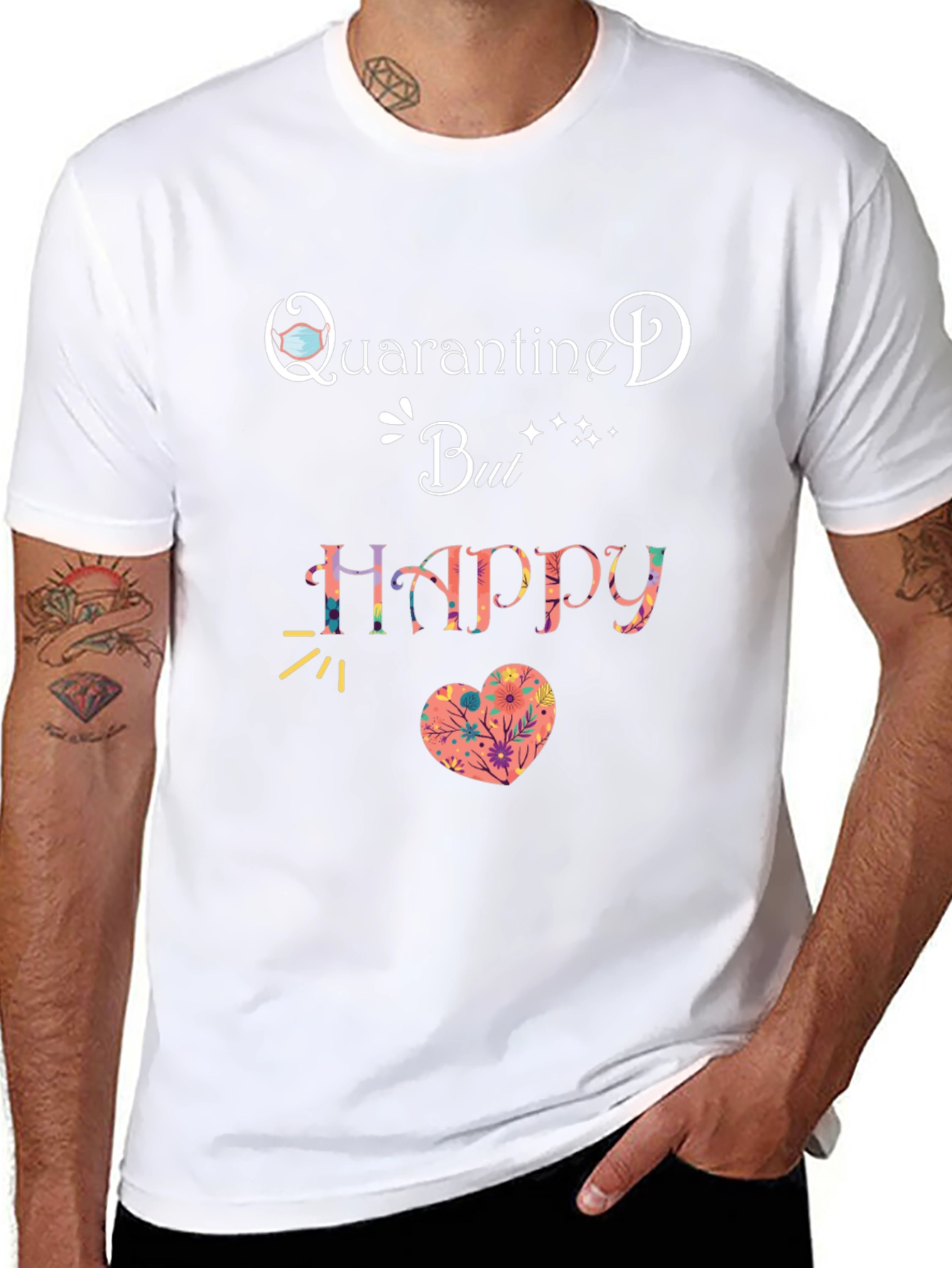 Quarantine But Happy T-Shirt Black