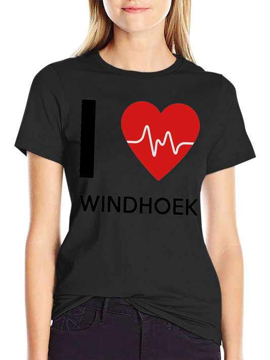 I Love Windhoek Heartbeat T-Shirt - Black Cotton