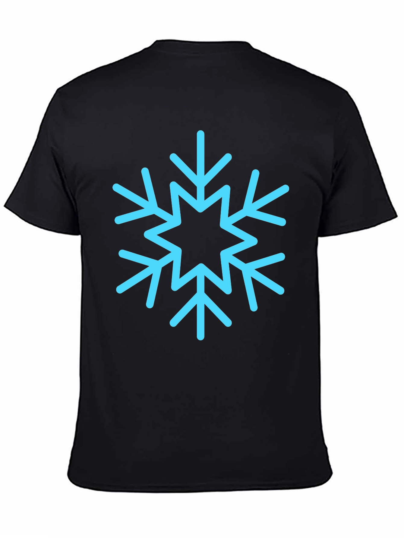 Black T-Shirt with Light Blue Snowflake Design