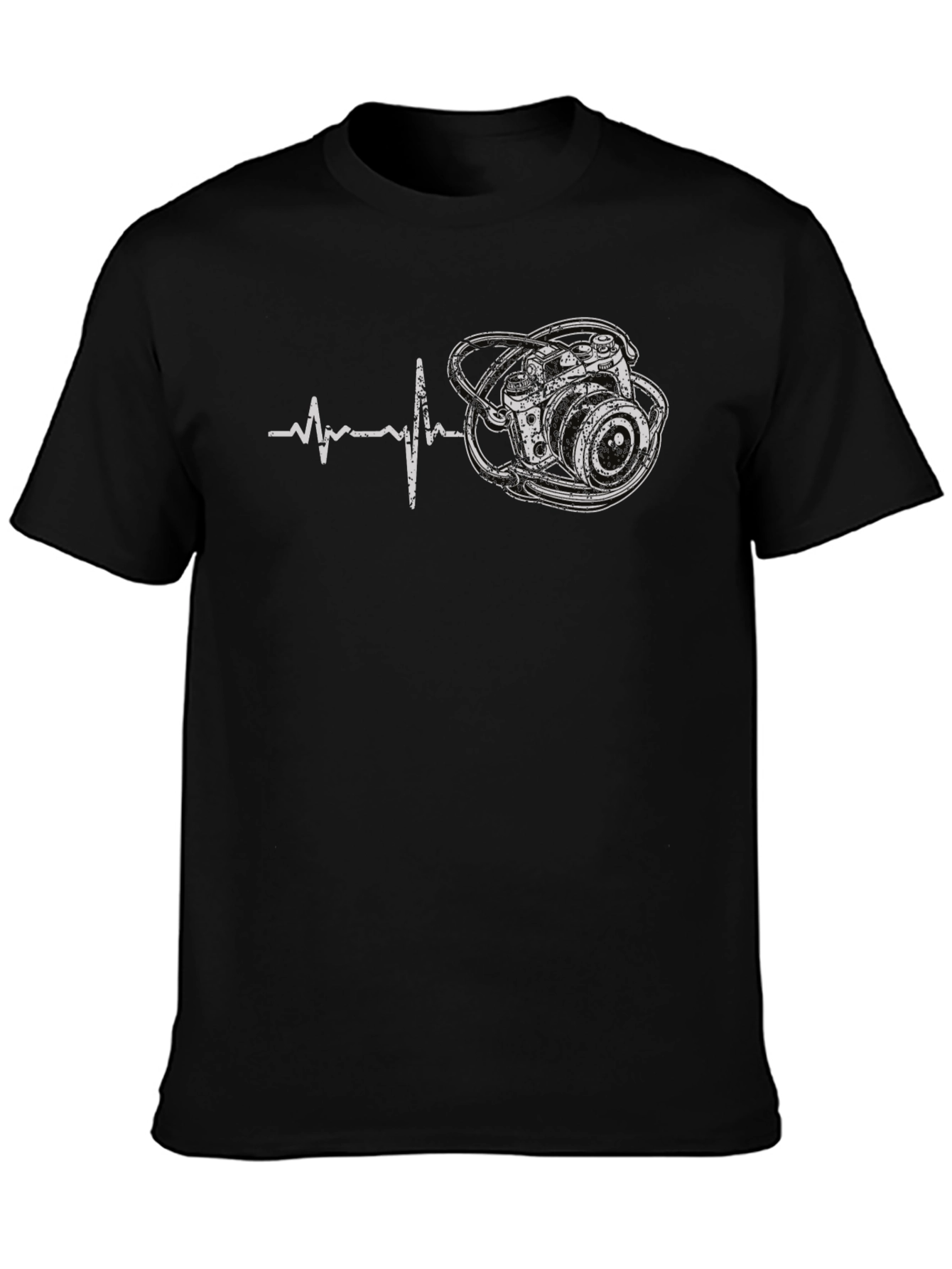 Photographer Heartbeat Graphic T-Shirt - Black
