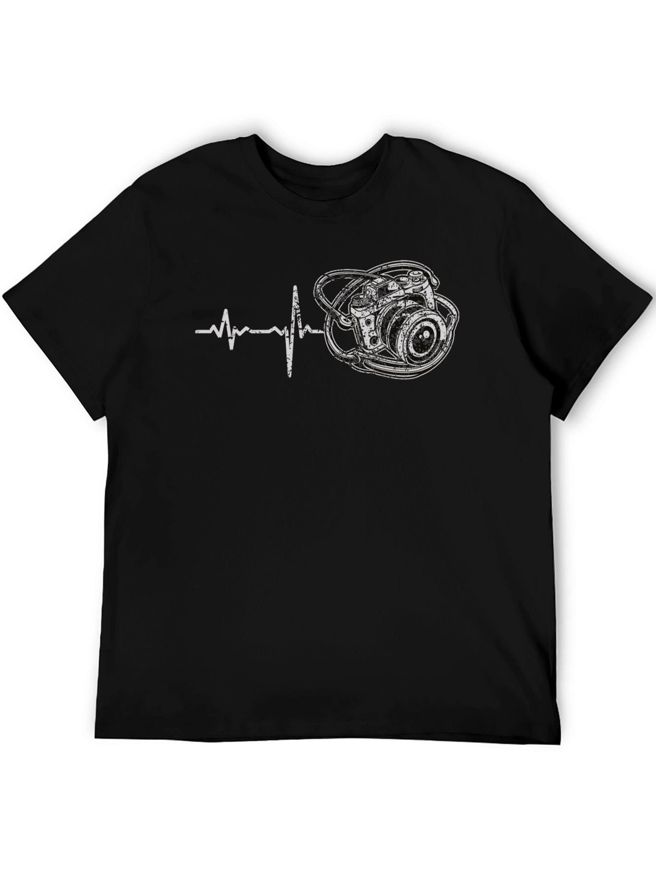 Photographer Heartbeat Graphic T-Shirt - Black