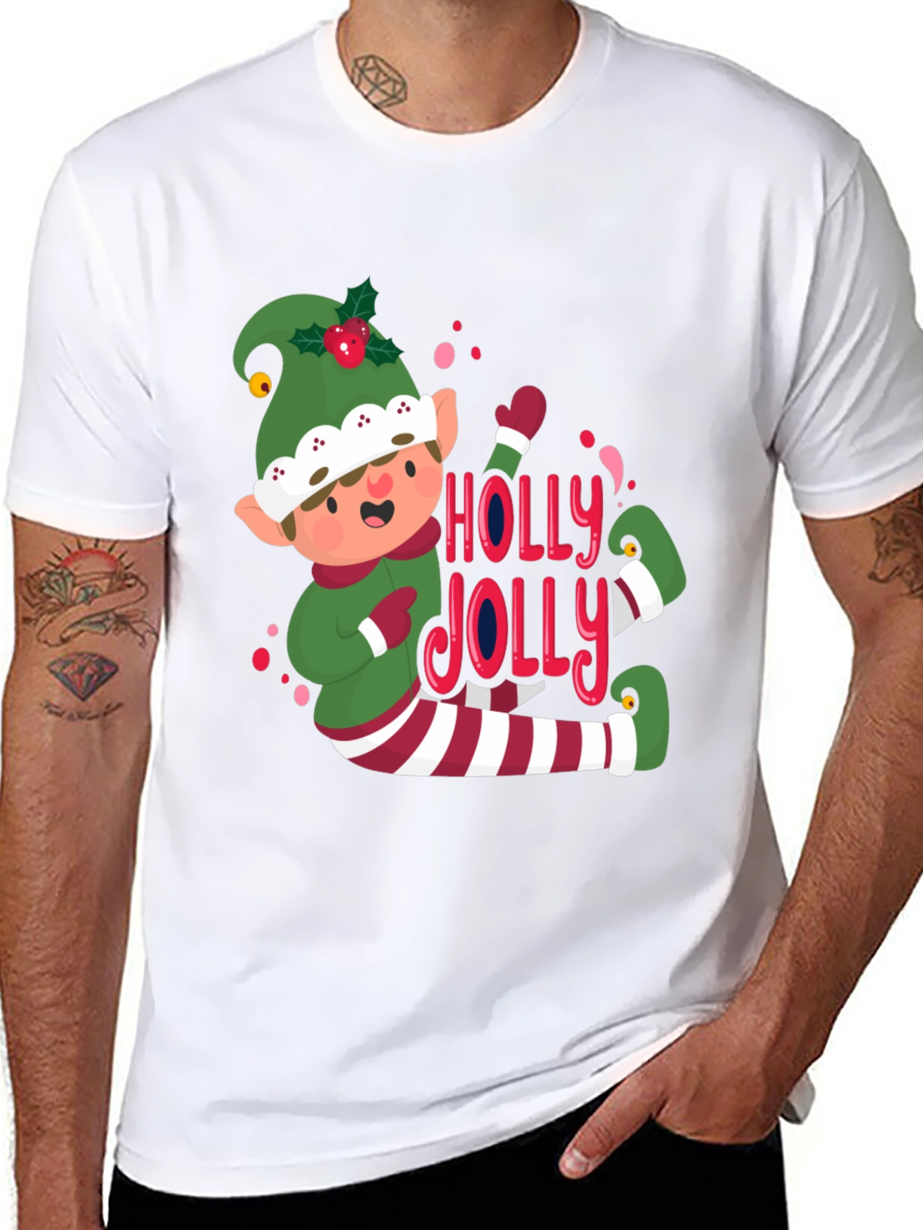 Festive Elf Holly Jolly Graphic Tee