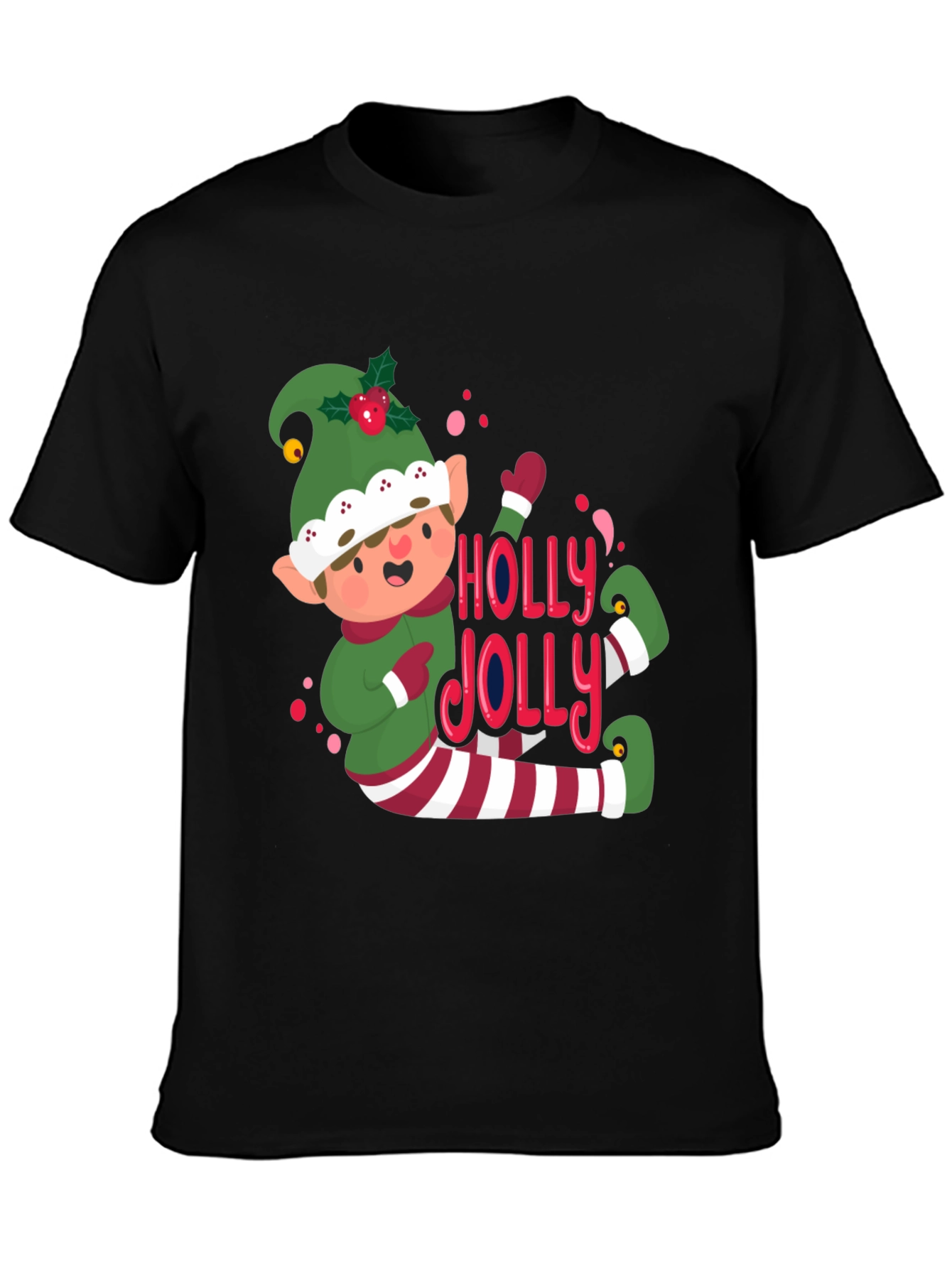 Festive Elf Holly Jolly Graphic Tee