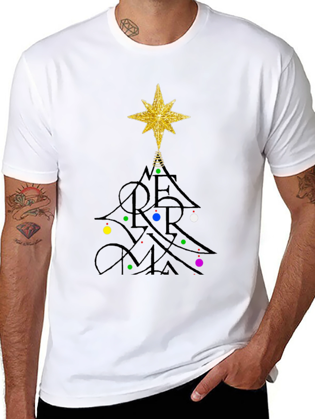 Festive Merry Christmas Tree Graphic T-Shirt