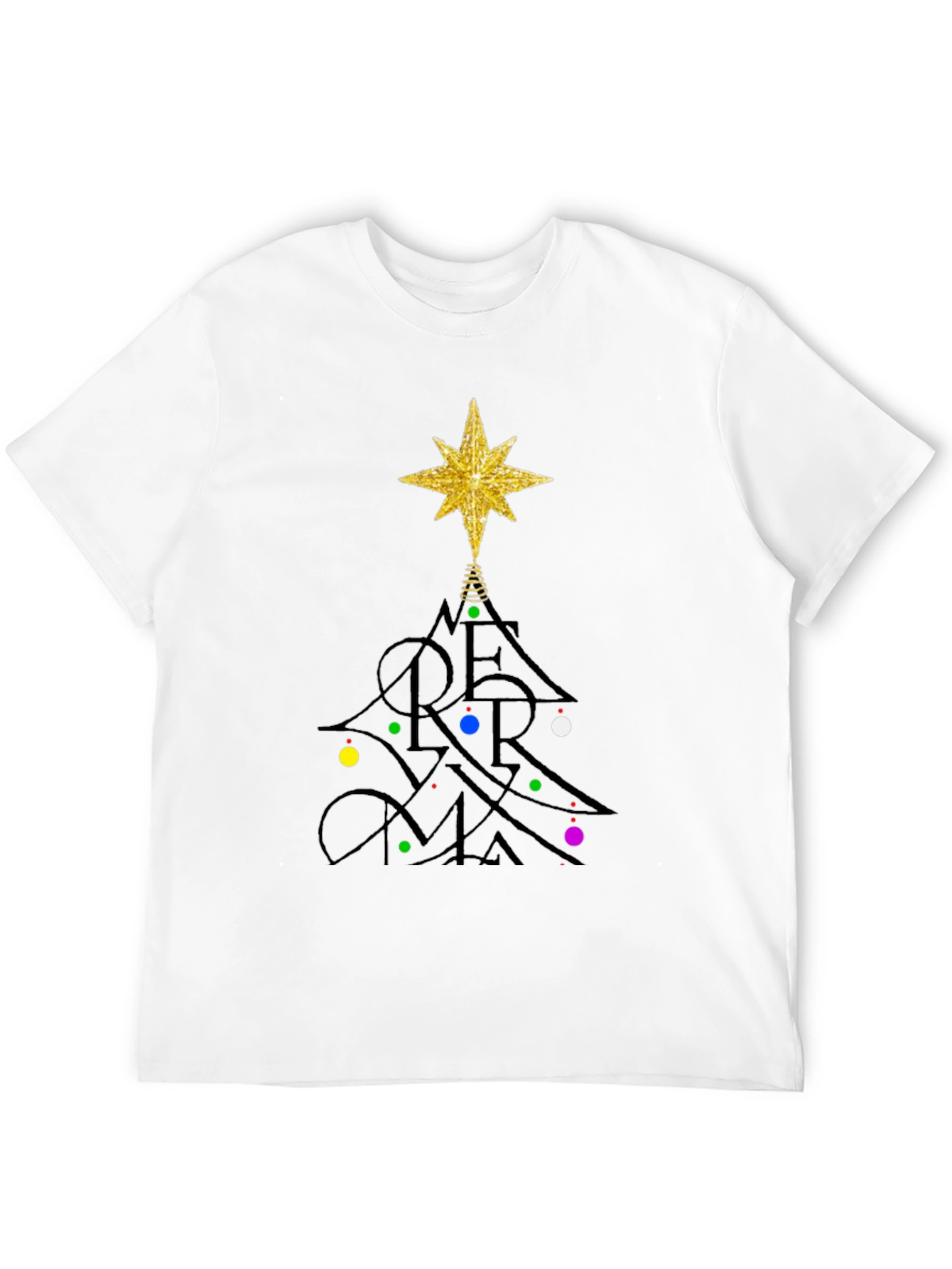 Festive Merry Christmas Tree Graphic T-Shirt