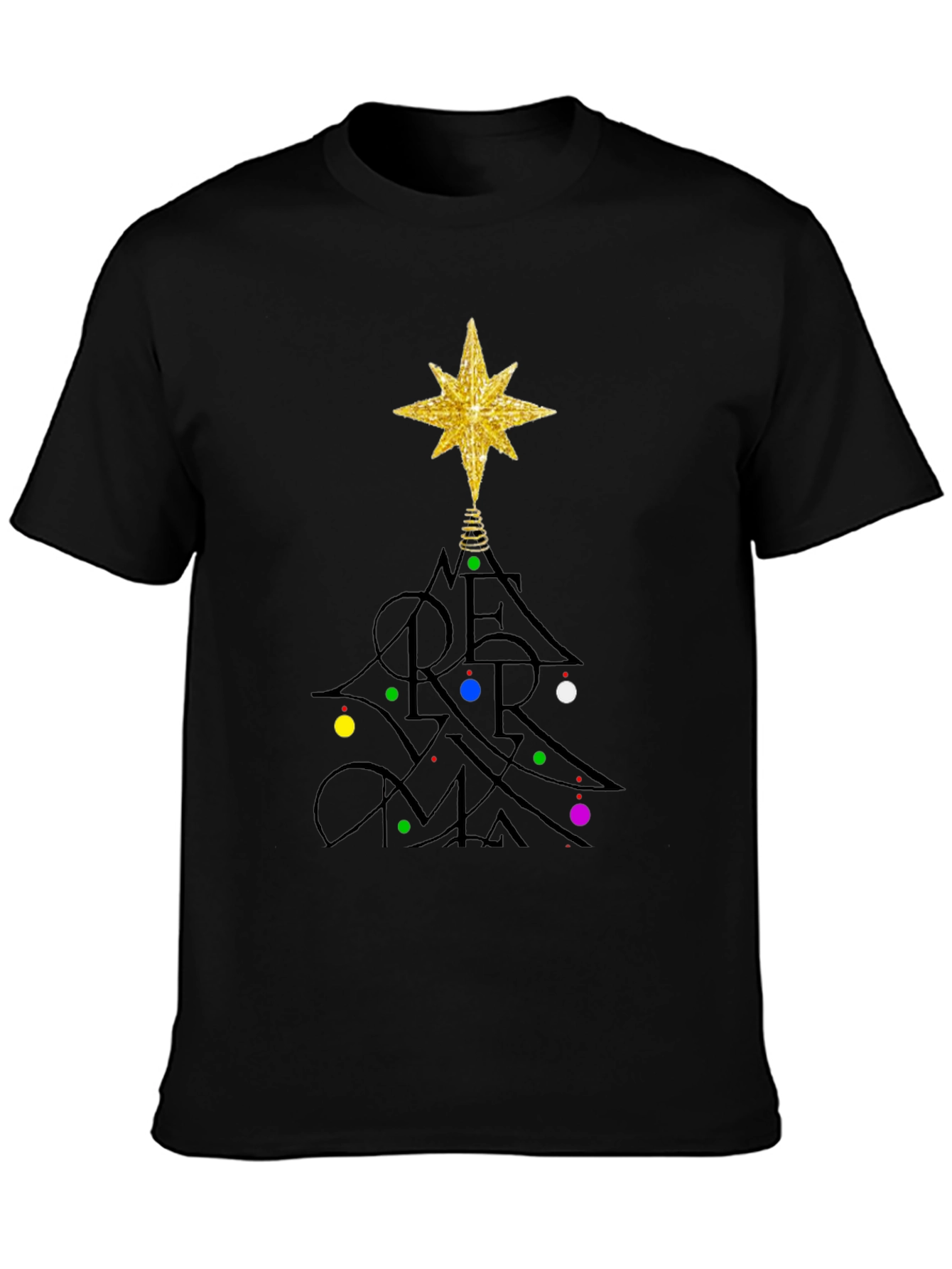 Festive Merry Christmas Tree Graphic T-Shirt