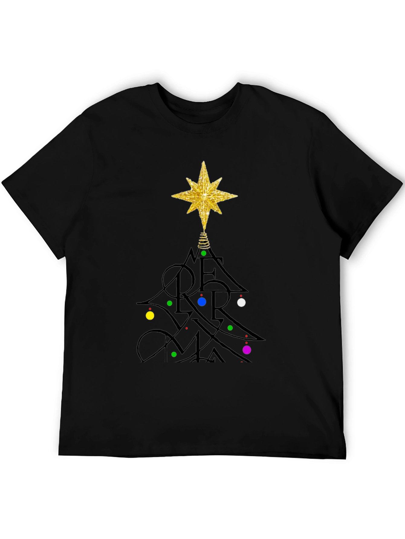 Festive Merry Christmas Tree Graphic T-Shirt