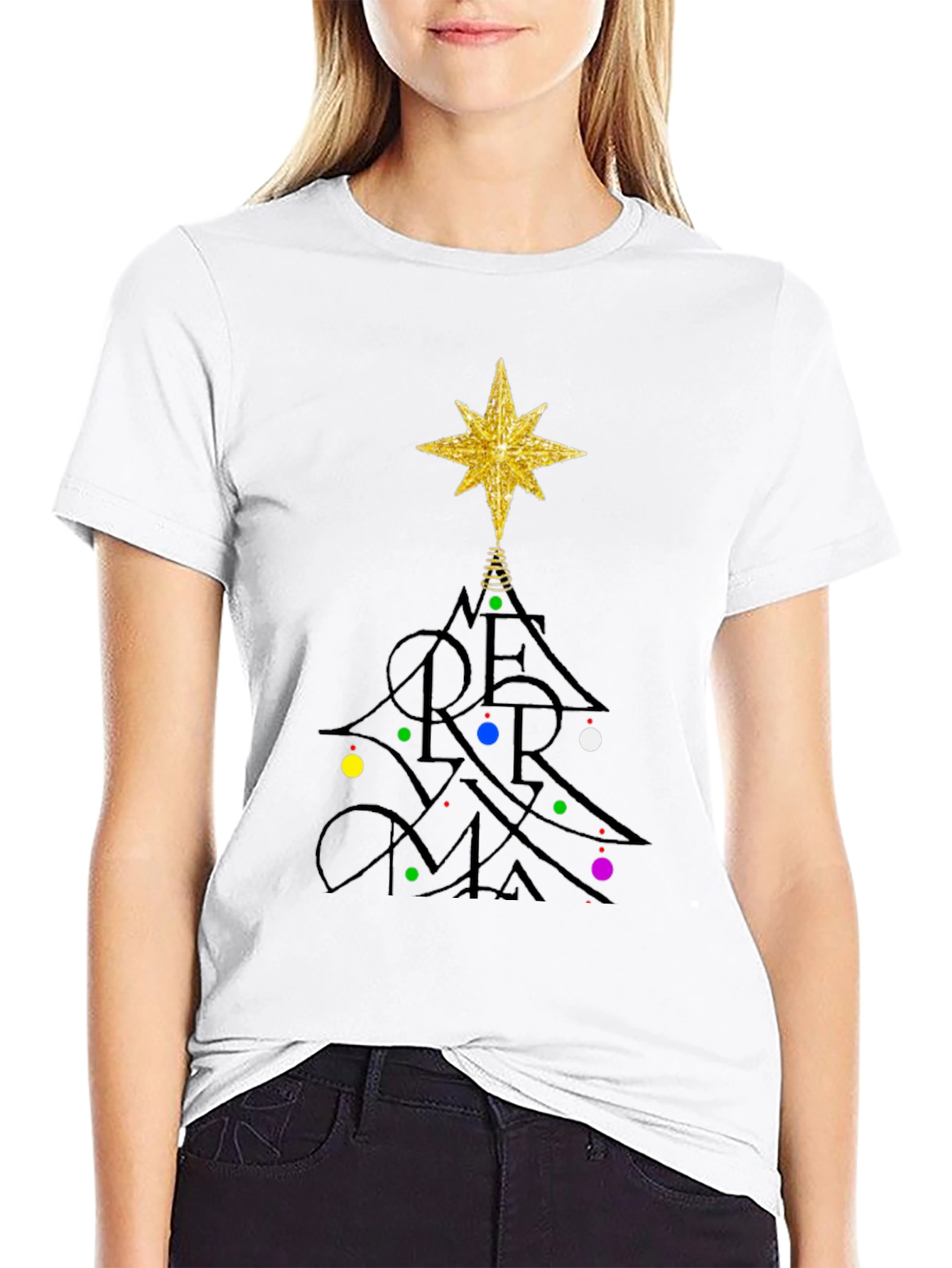 Festive Merry Christmas Tree Graphic T-Shirt