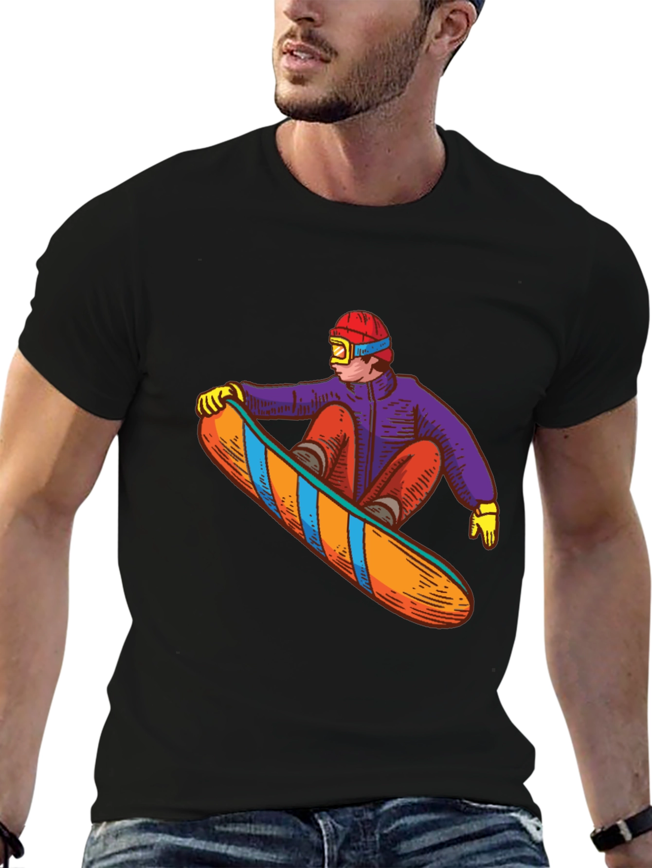 Snowboarder Graphic Tee - Stylish Black T-Shirt