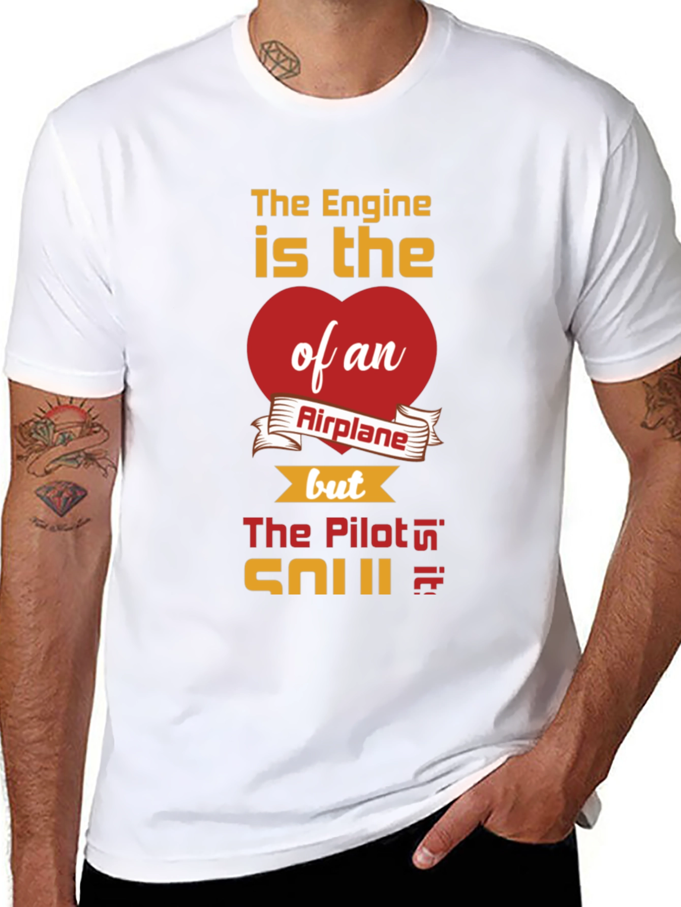 Pilot Heart Airplane Engine T-Shirt