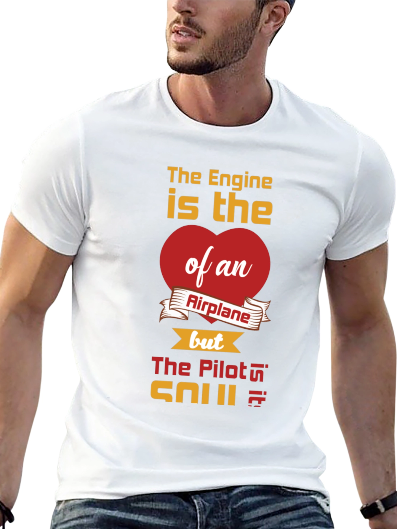 Pilot Heart Airplane Engine T-Shirt
