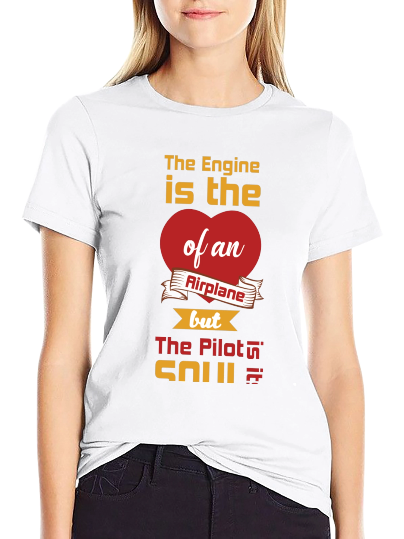 Pilot Heart Airplane Engine T-Shirt