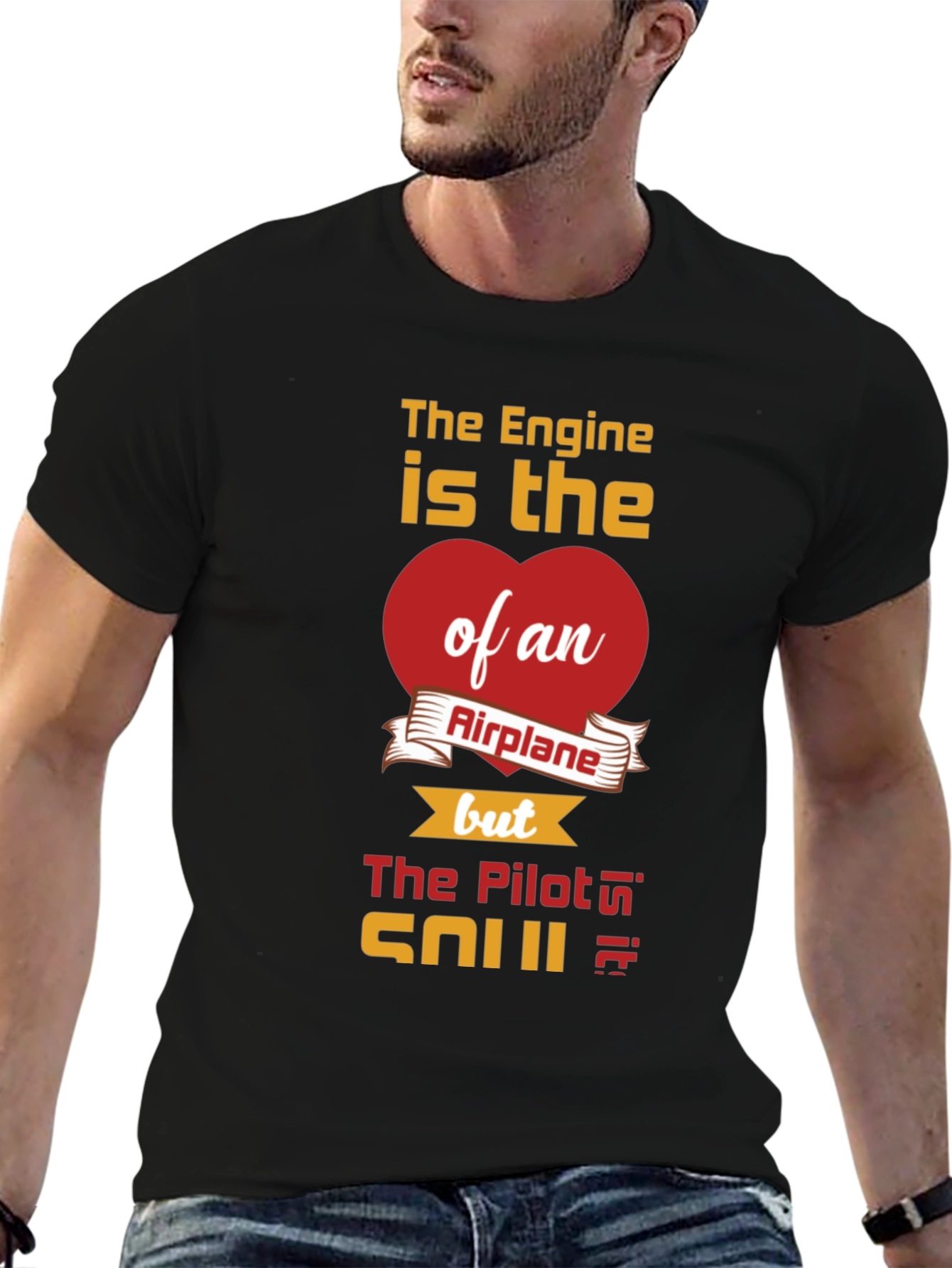 Pilot Heart Airplane Engine T-Shirt