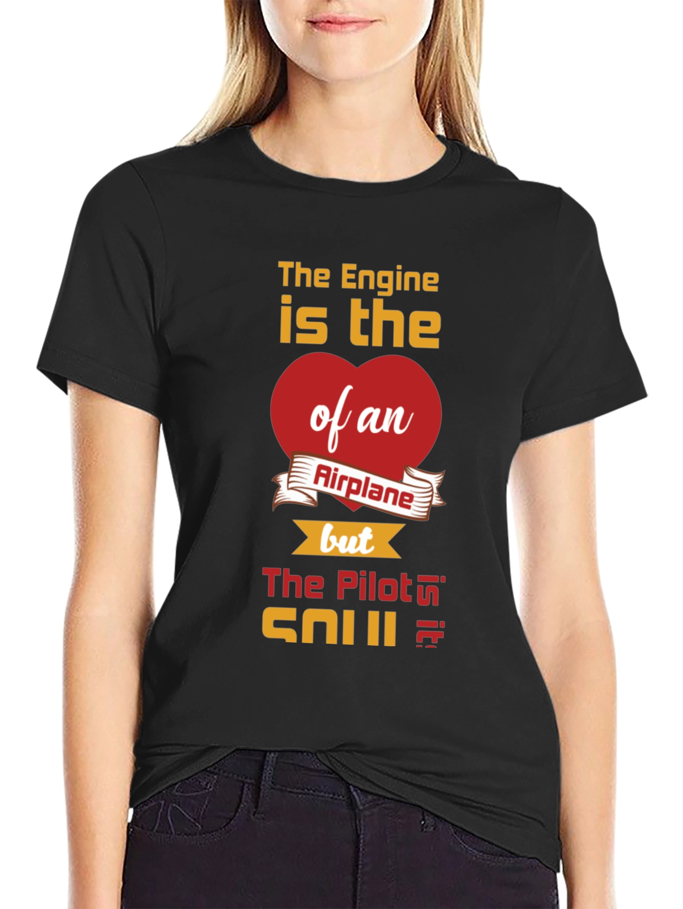 Pilot Heart Airplane Engine T-Shirt