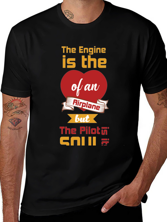 Pilot Heart Airplane Engine T-Shirt