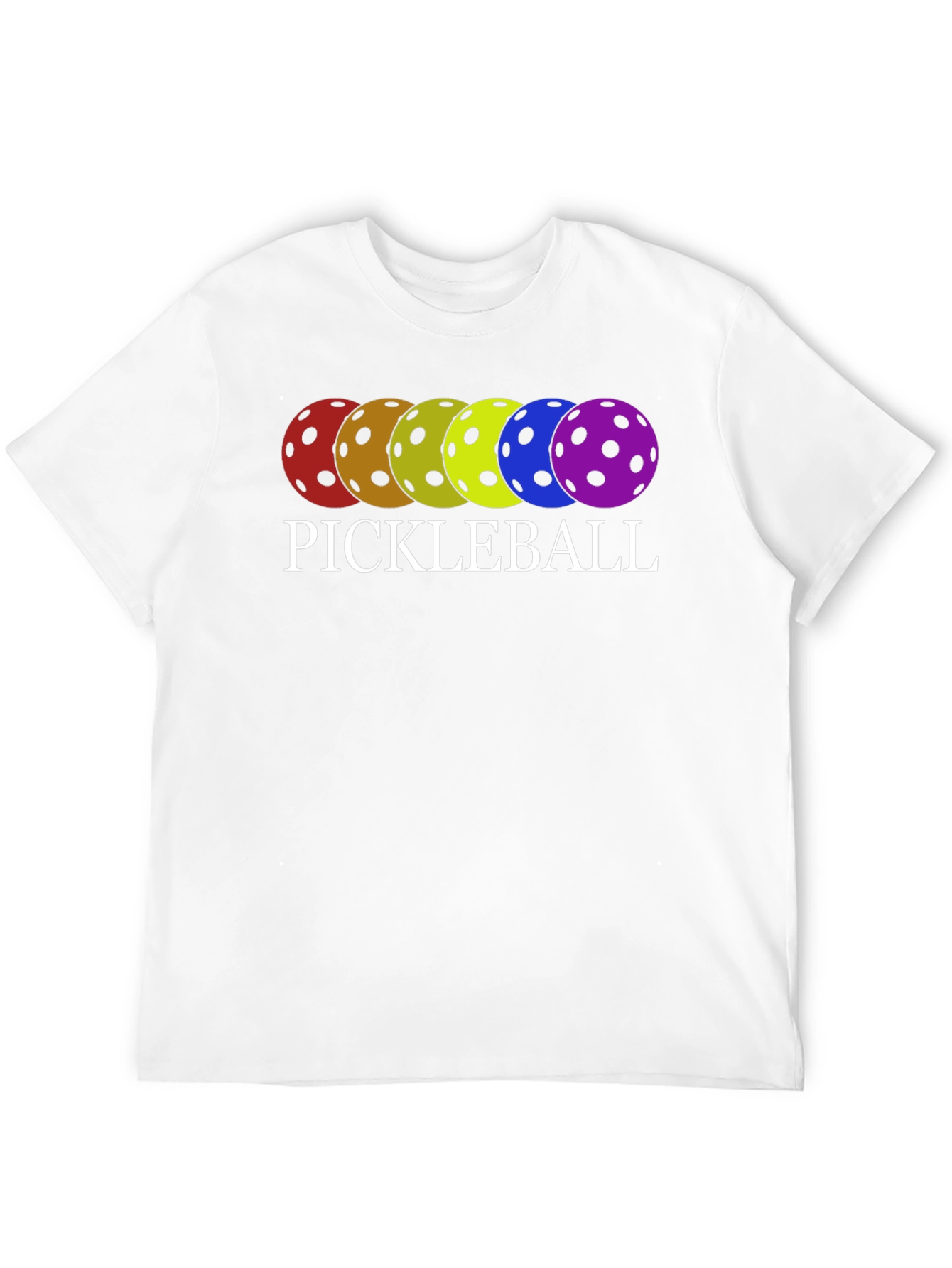 Pickleball T-Shirt Rainbow Ball Design