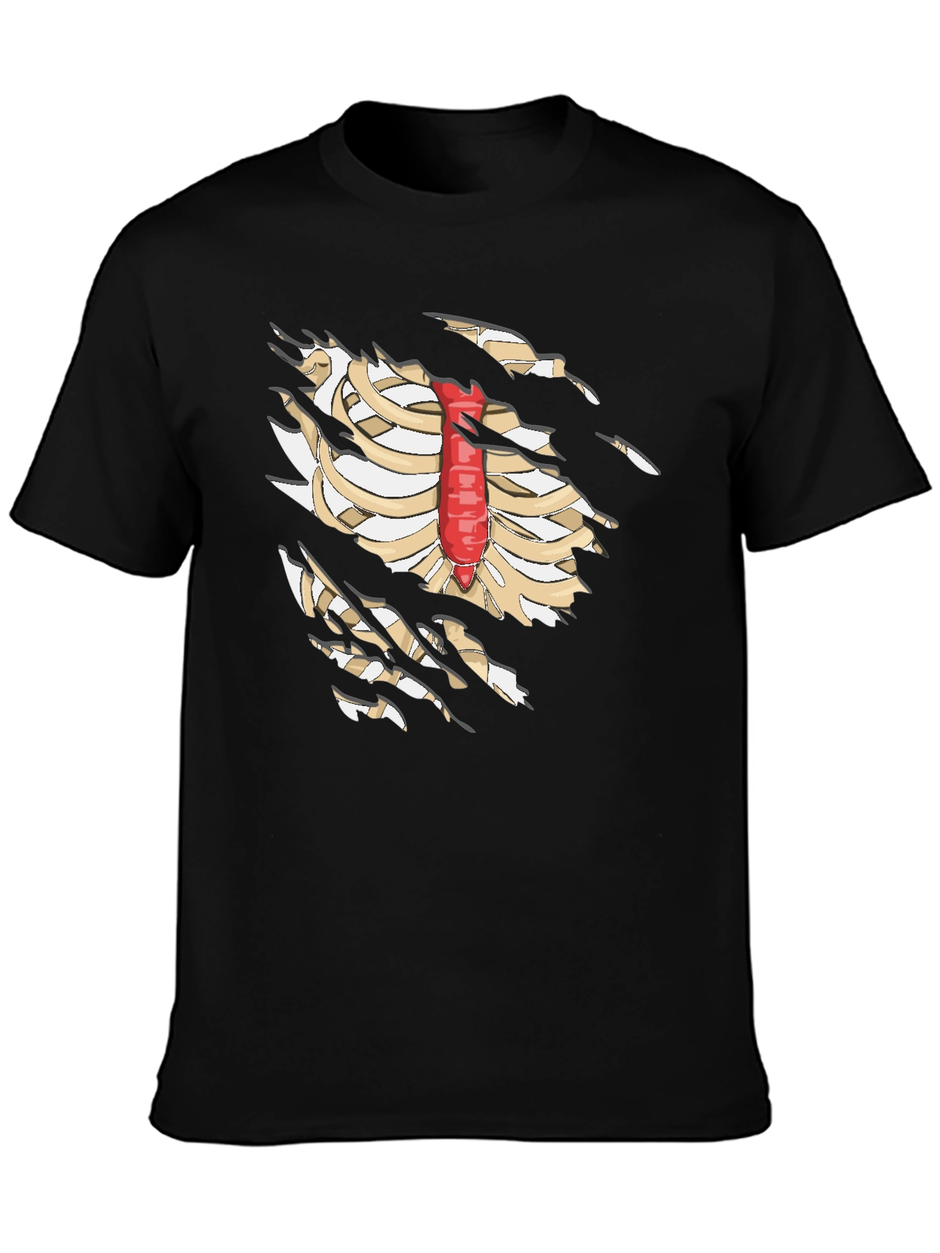 Skeleton Rib Cage T-Shirt - Black Novelty Graphic Tee