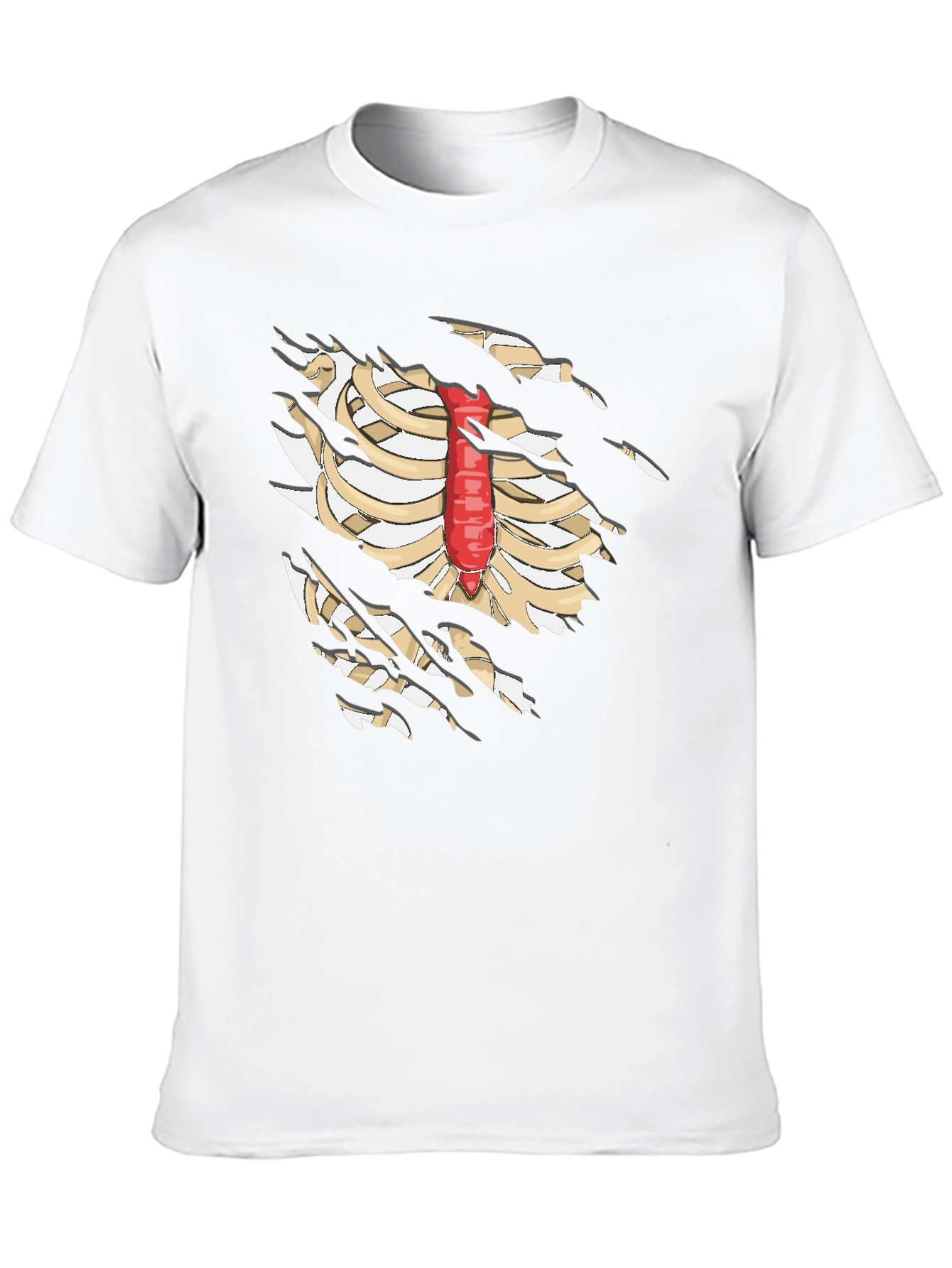 Skeleton Rib Cage T-Shirt - Black Novelty Graphic Tee