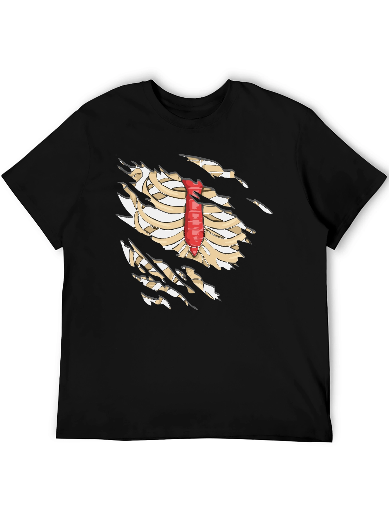 Skeleton Rib Cage T-Shirt - Black Novelty Graphic Tee