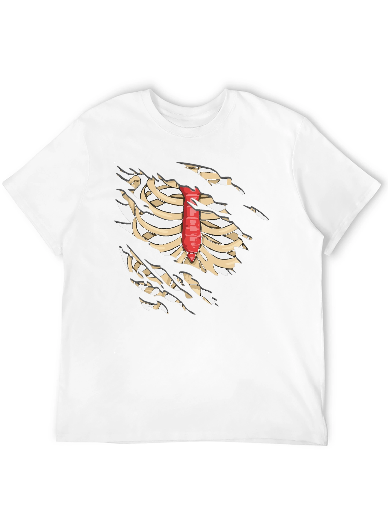 Skeleton Rib Cage T-Shirt - Black Novelty Graphic Tee