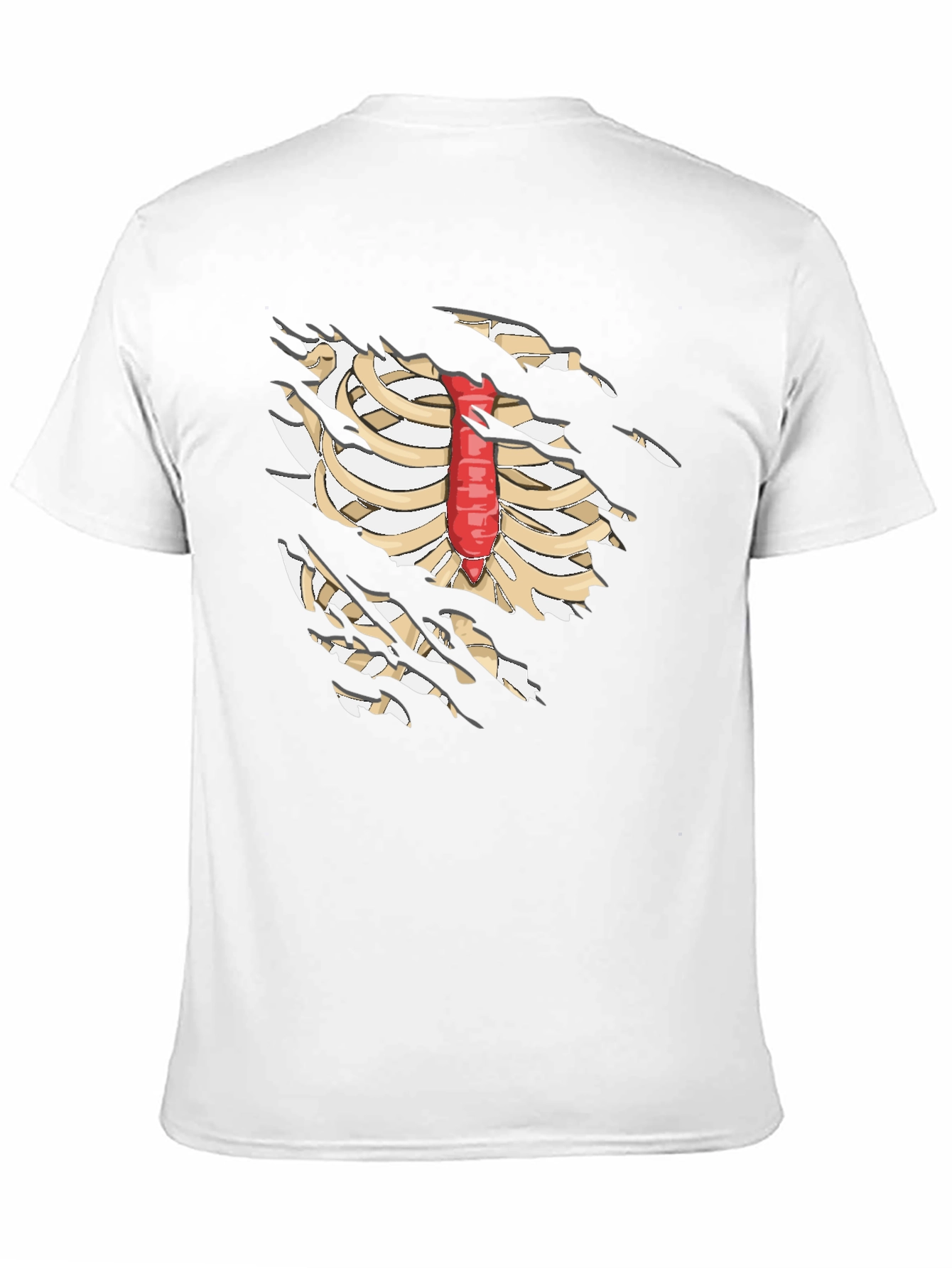 Skeleton Rib Cage T-Shirt - Black Novelty Graphic Tee