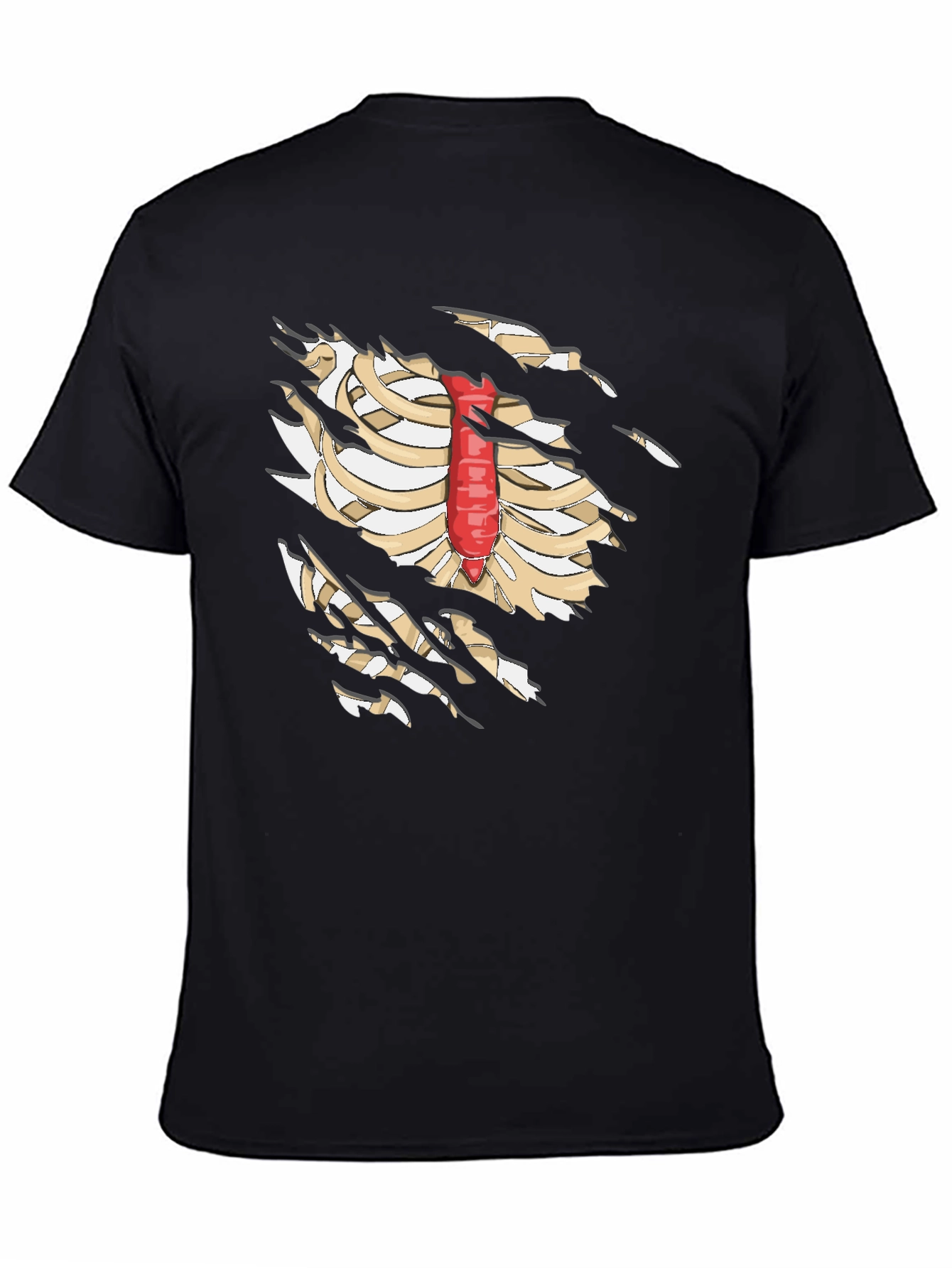 Skeleton Rib Cage T-Shirt - Black Novelty Graphic Tee