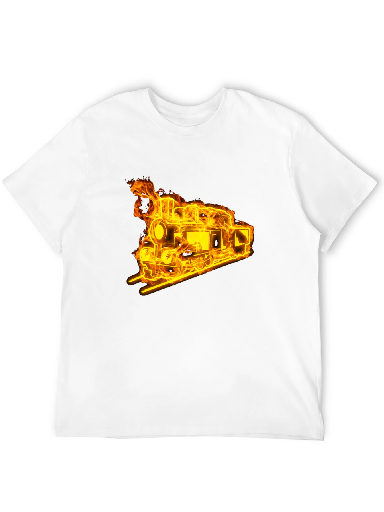 Flaming Train Graphic Tee - Black Cotton